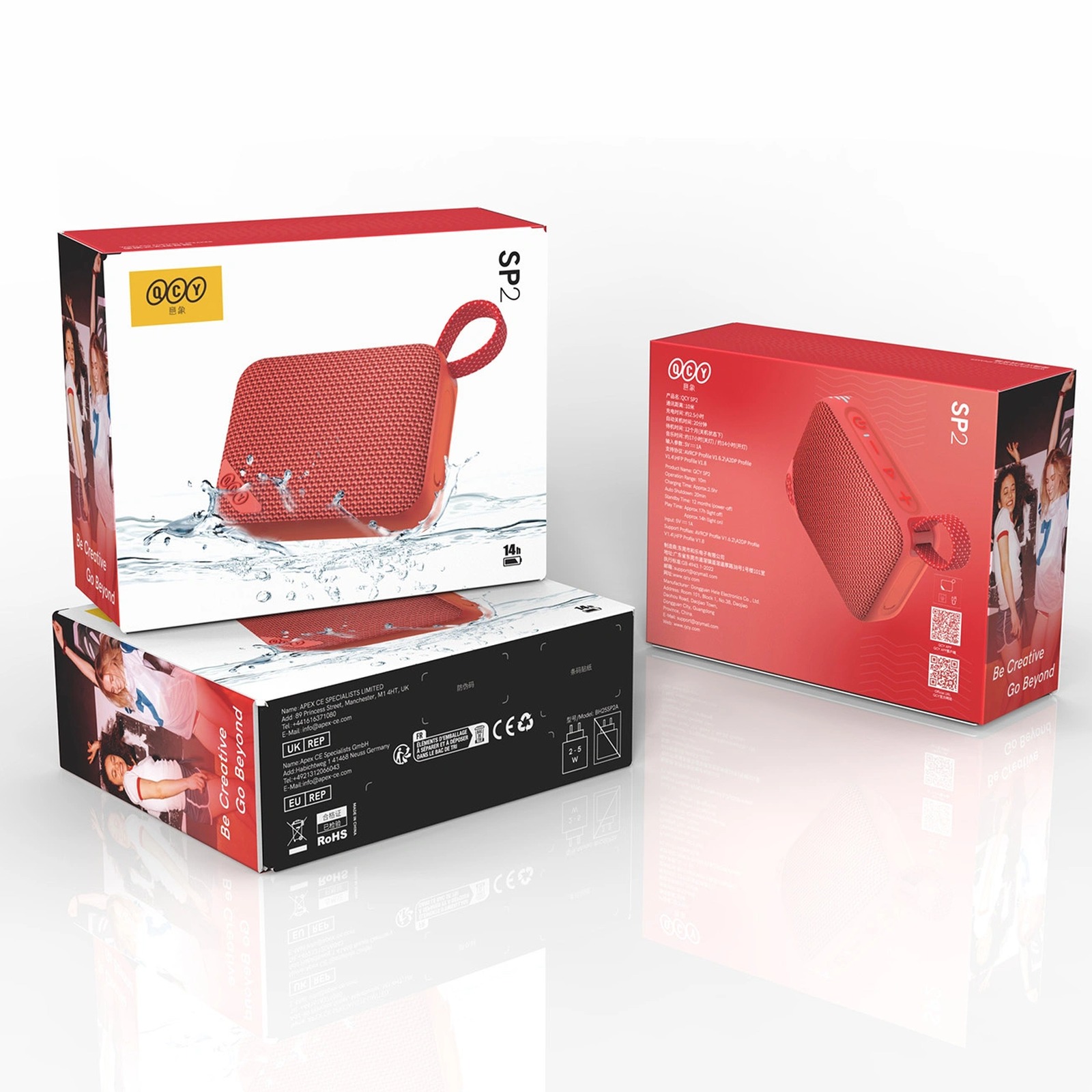 Belaidis „bluetooth“ Garsiakalbis Su Rgb Apšvietimu, Ip67 – Raudonas
