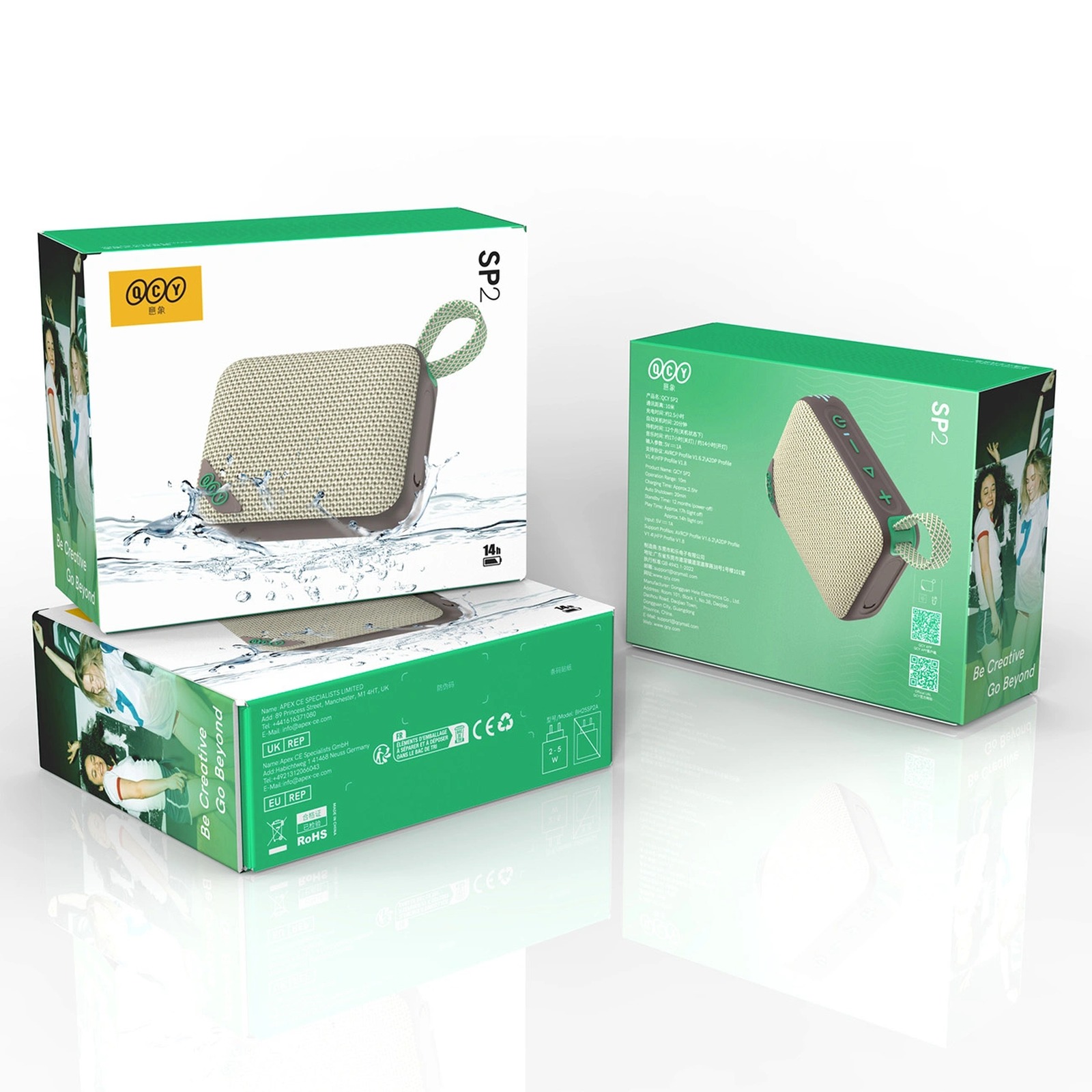 Belaidis „bluetooth“ Garsiakalbis Su Rgb Apšvietimu, Ip67 – Pilkai žalias