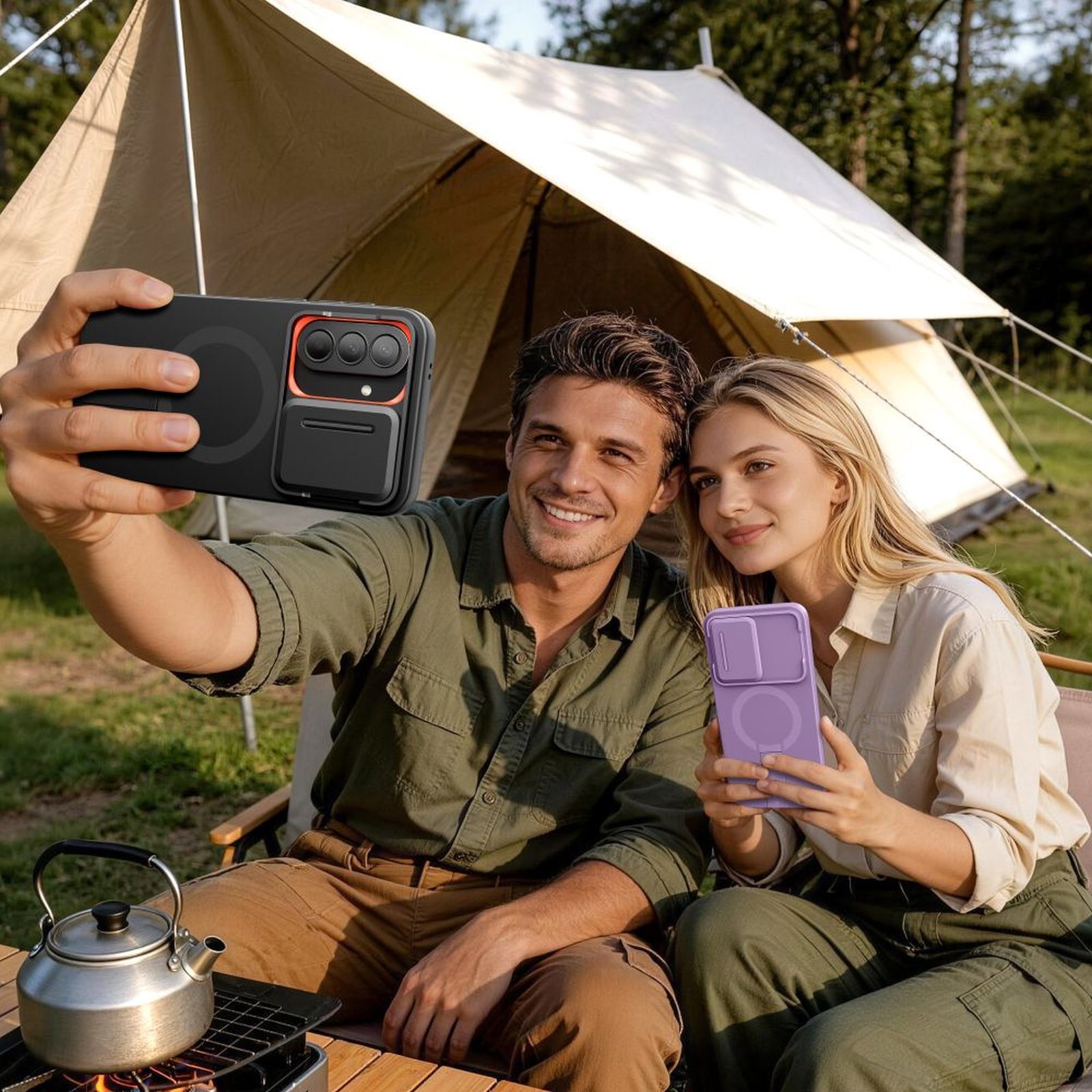 „samsung Galaxy A57“ Dėklas Su Objektyvo Apsauga „kevlar Aura Magsafe“ – Violetinis