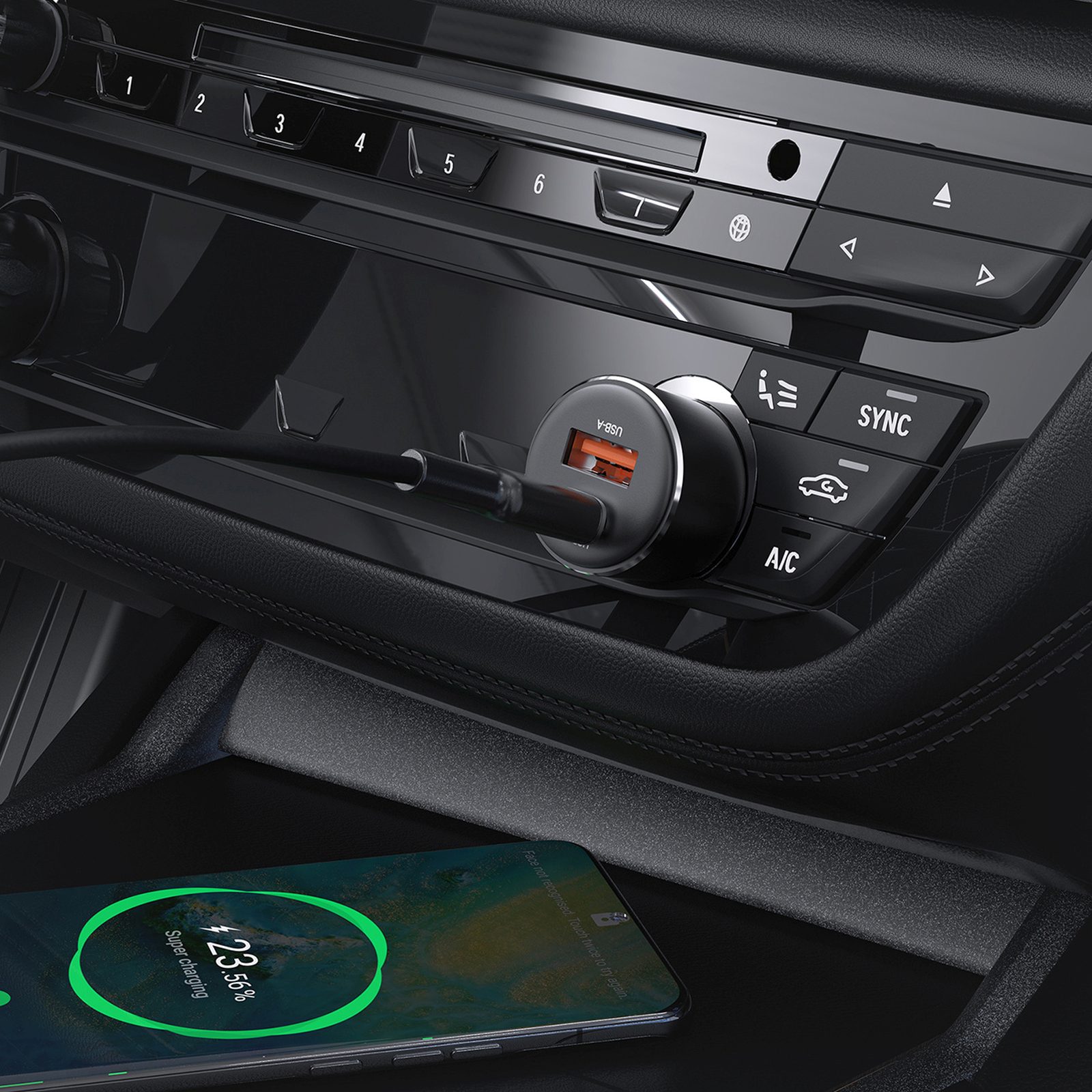 Automobilinis įkroviklis Usb-a / Usb-c 60 W – Juodas