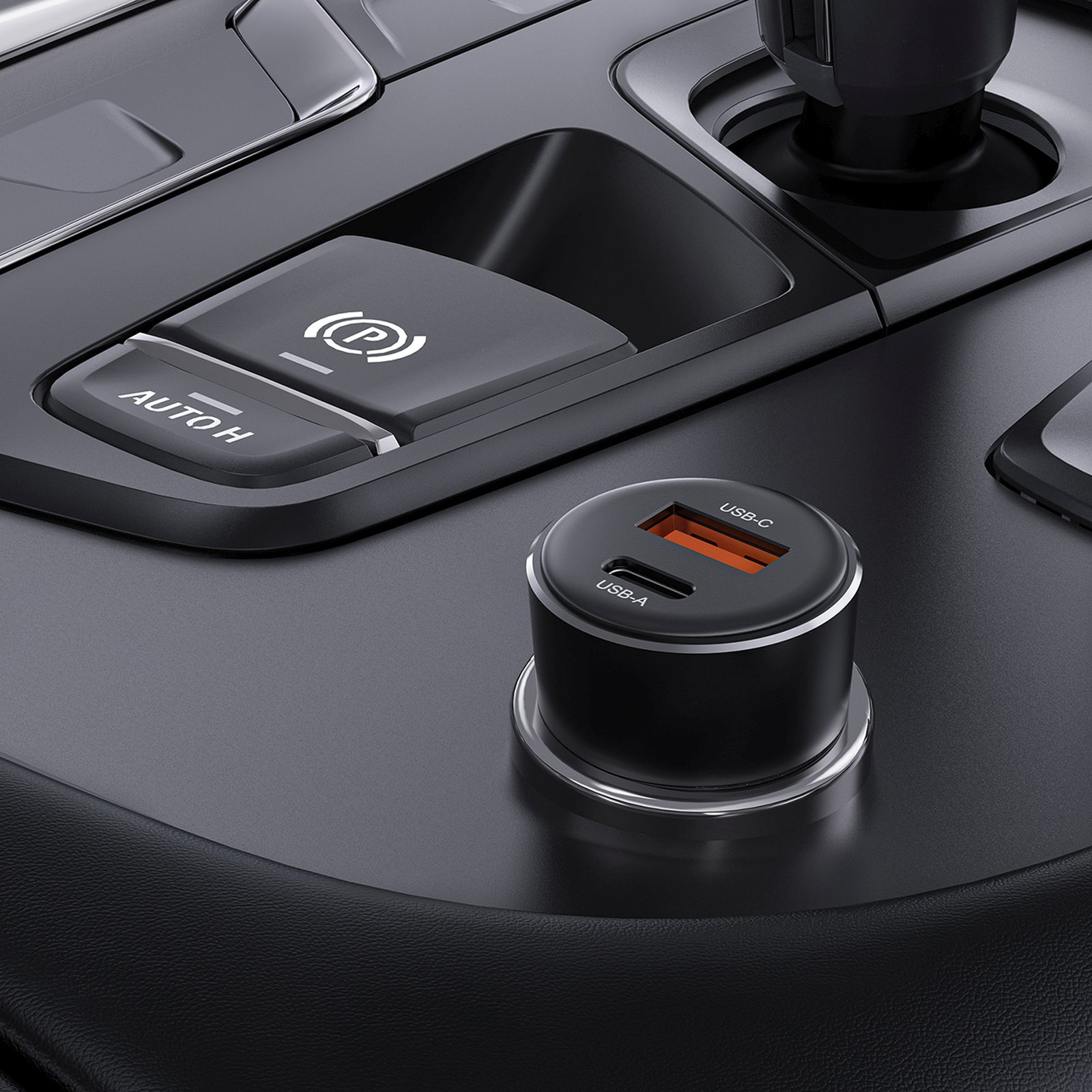 Automobilinis įkroviklis Usb-a / Usb-c 60 W – Juodas