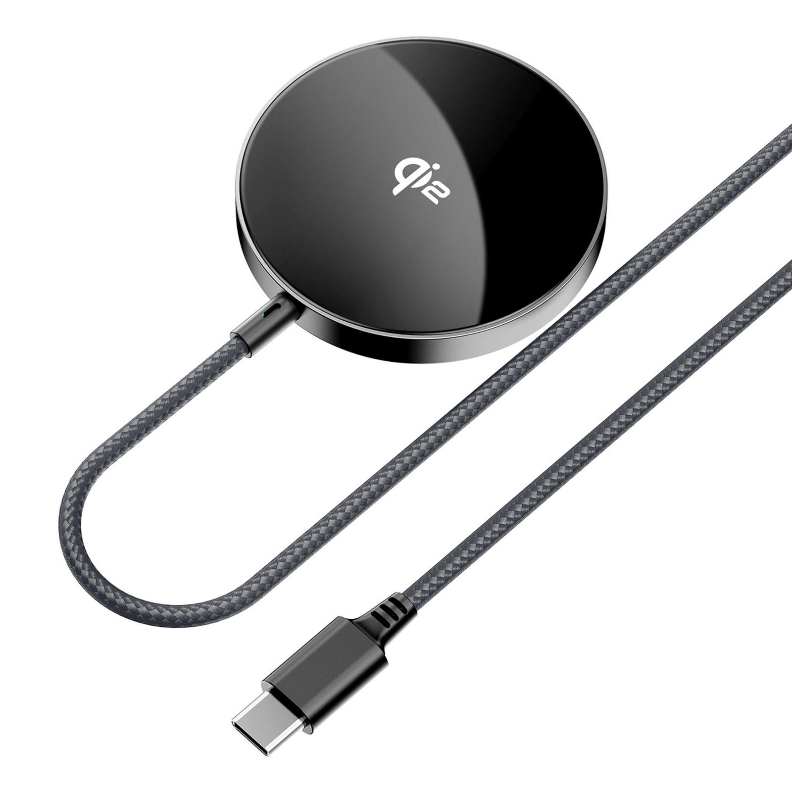 Indukcinis Magnetinis įkroviklis Su Usb-c Kabeliu „qi2“, 15 W, 1,2 M – Juodas