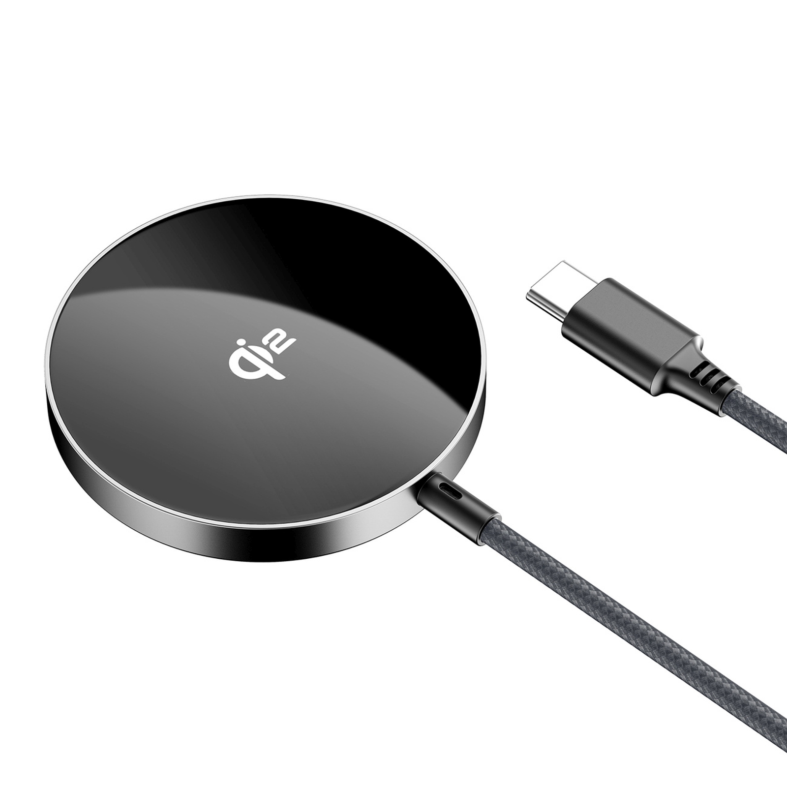 Indukcinis Magnetinis įkroviklis Su Usb-c Kabeliu „qi2“, 15 W, 1,2 M – Juodas