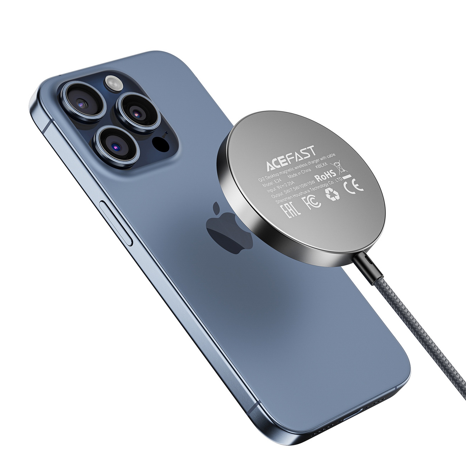Indukcinis Magnetinis įkroviklis Su Usb-c Kabeliu „qi2“, 15 W, 1,2 M – Juodas