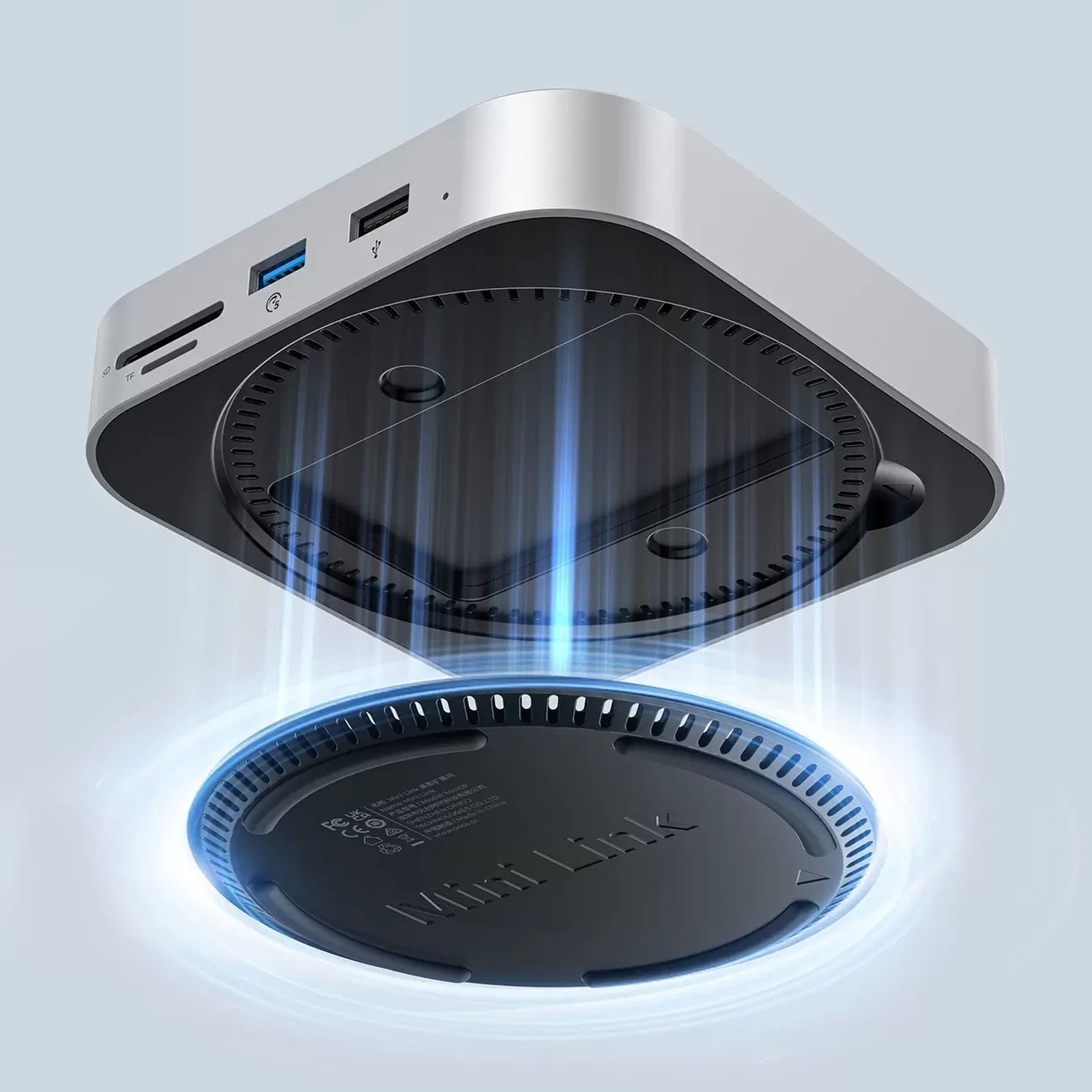 9-in-1 Doko Stotelė Su Usb-a, Usb-c, Rj45, Sd, Tf Ir Mini Jack Jungtimis – Sidabrinė