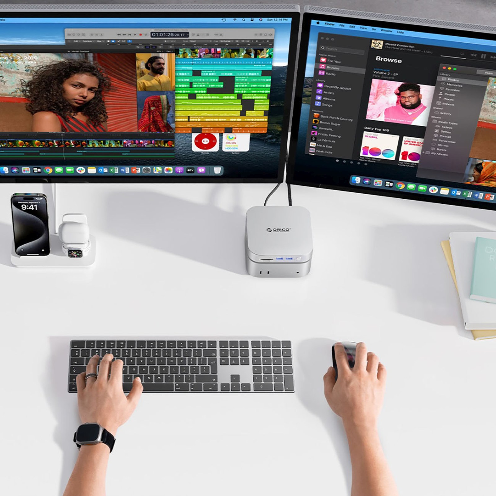 9-in-1 Doko Stotis Su M.2 Ssd Kietojo Disko Skyriumi – Sidabrinė
