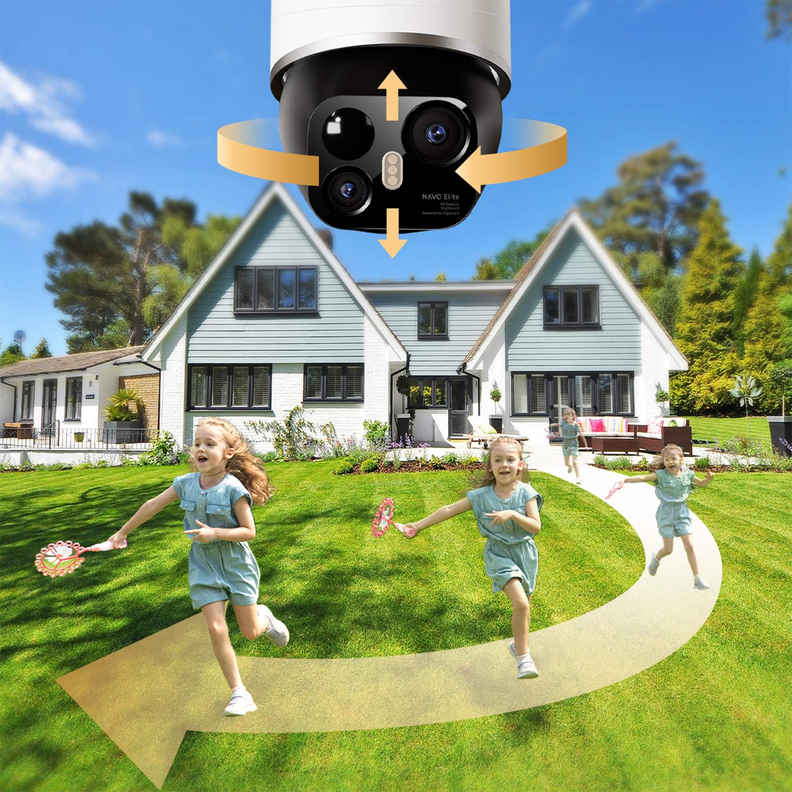 360° Lauko Kamera Su Saulės Baterija, 4k, 8 Mp, 2,4 Ghz, „wi-fi“, 13 000 Mah – Balta