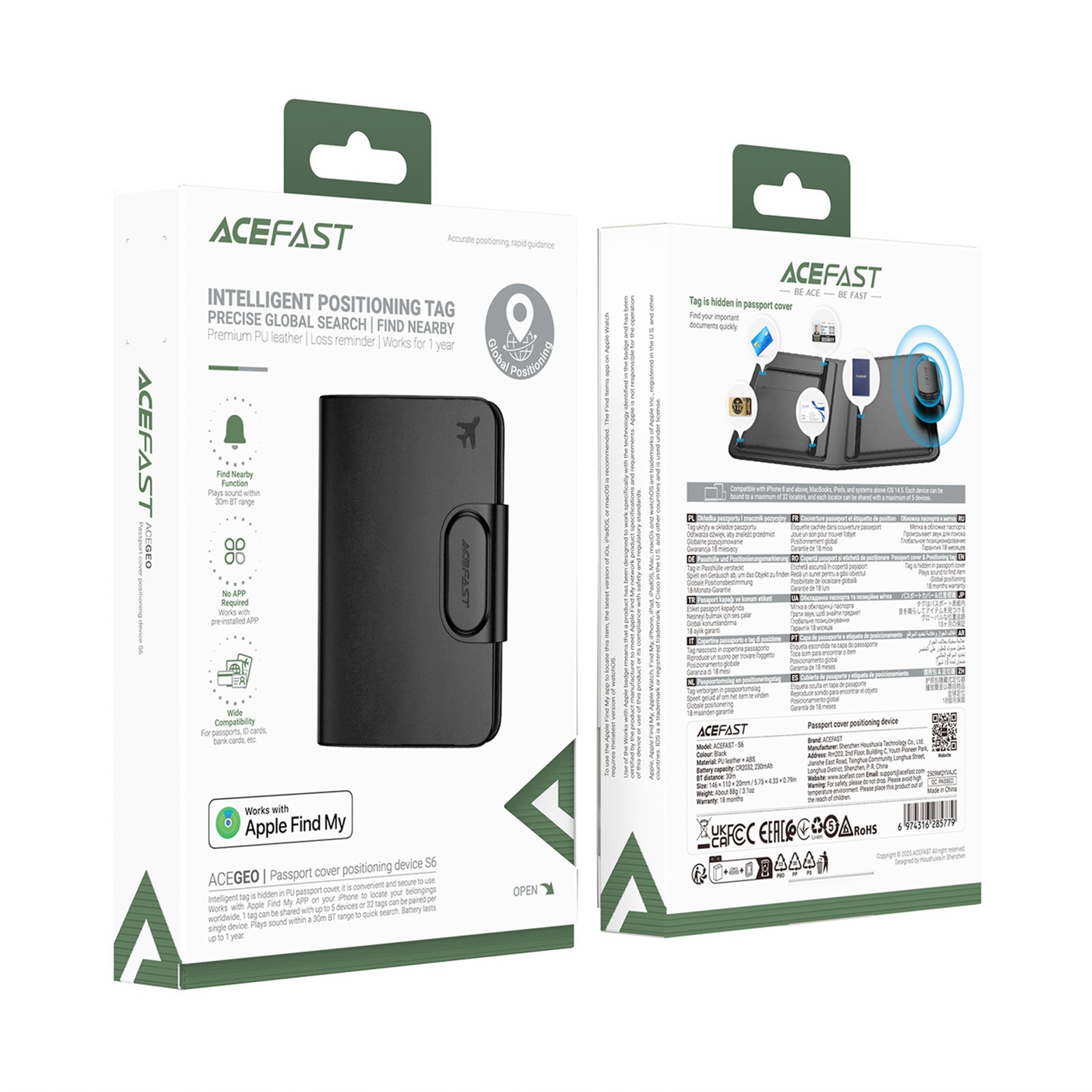 „bluetooth“ Lokatorius, Atrodantis Kaip Paso Dėklas, Suderinamas Su „apple Find My“ – Juodas