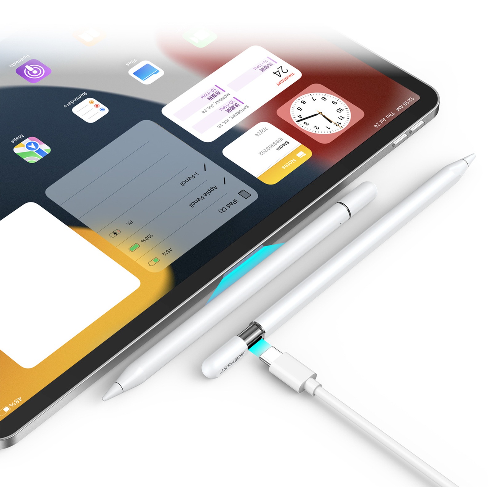 Kapacitinis „ipad“ Rašiklis Su Belaidžio įkrovimo Funkcija Ir 2 Antgaliais V3 – Baltas