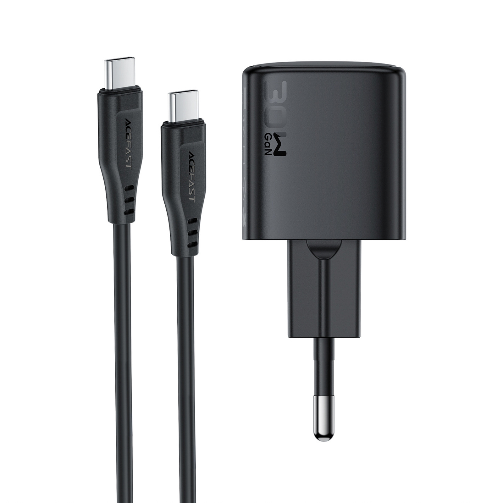 30 W Gan Usb-c Tinklinis įkroviklis Su 1,2 M Usb-c – Lightning Kabeliu – Juodos Spalvos