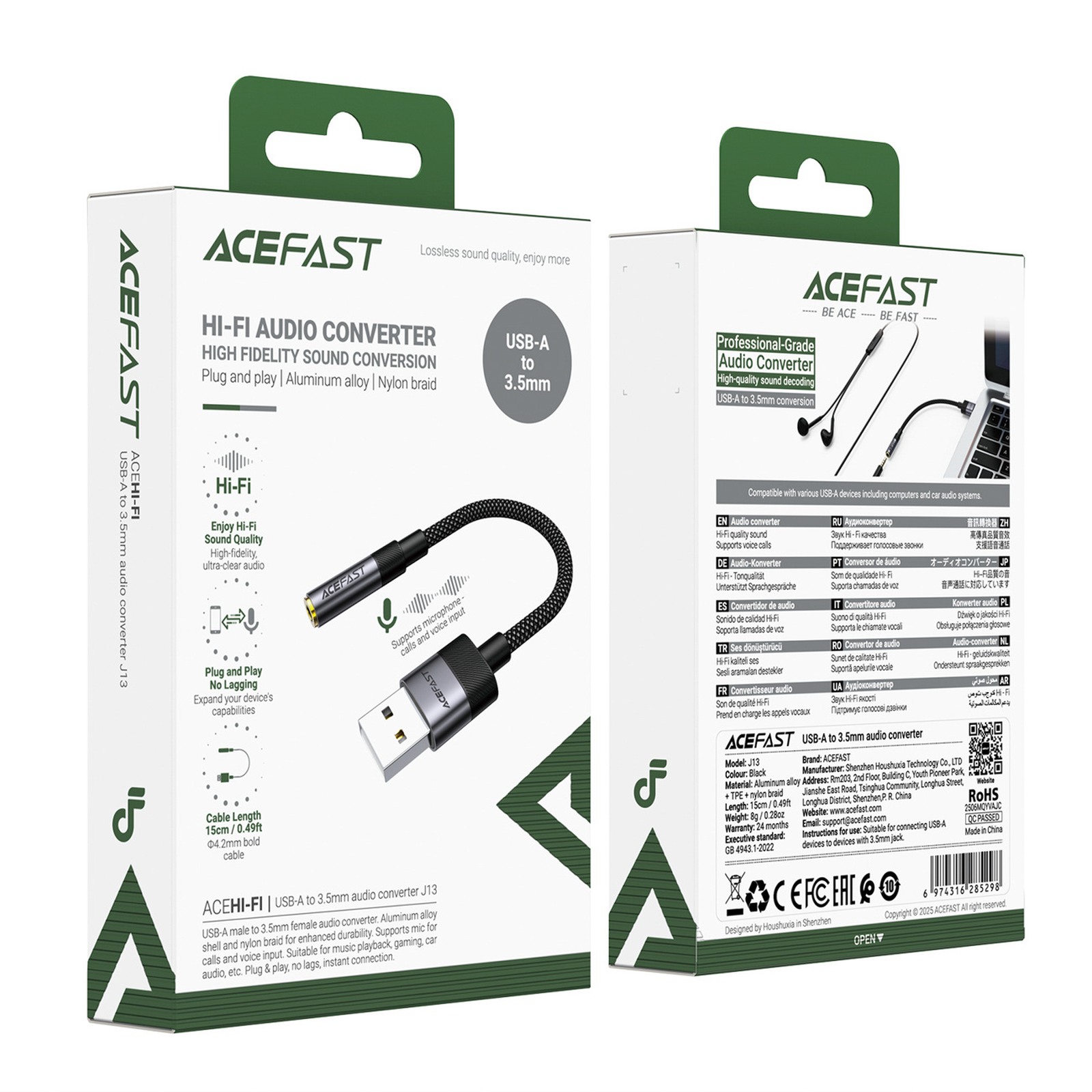 Usb-a – 3,5 Mm Mini Jack Adapteris – Juodas