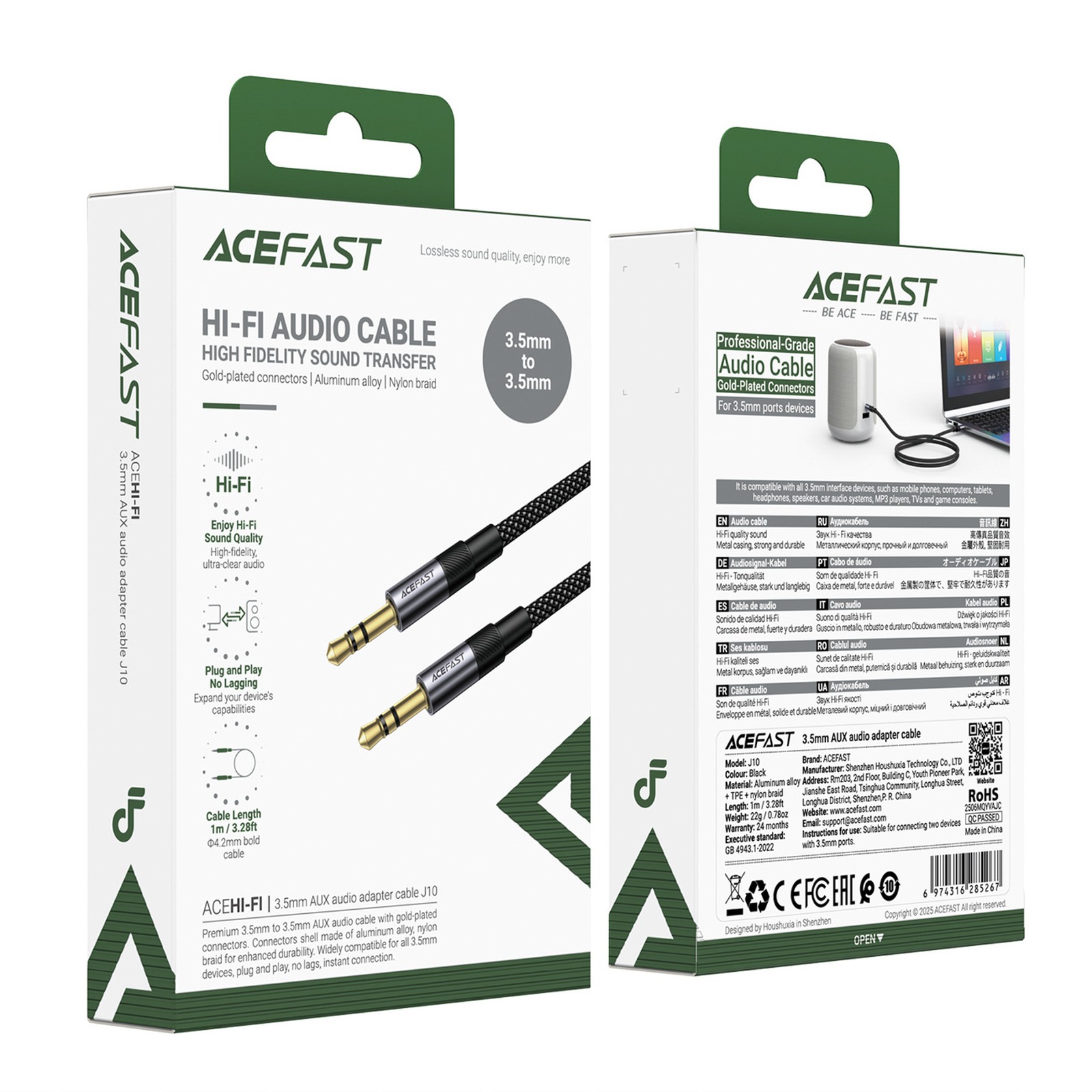 Aux Laidas Su 3,5 Mm Mini Jack Jungtimi, 1 M – Juodas