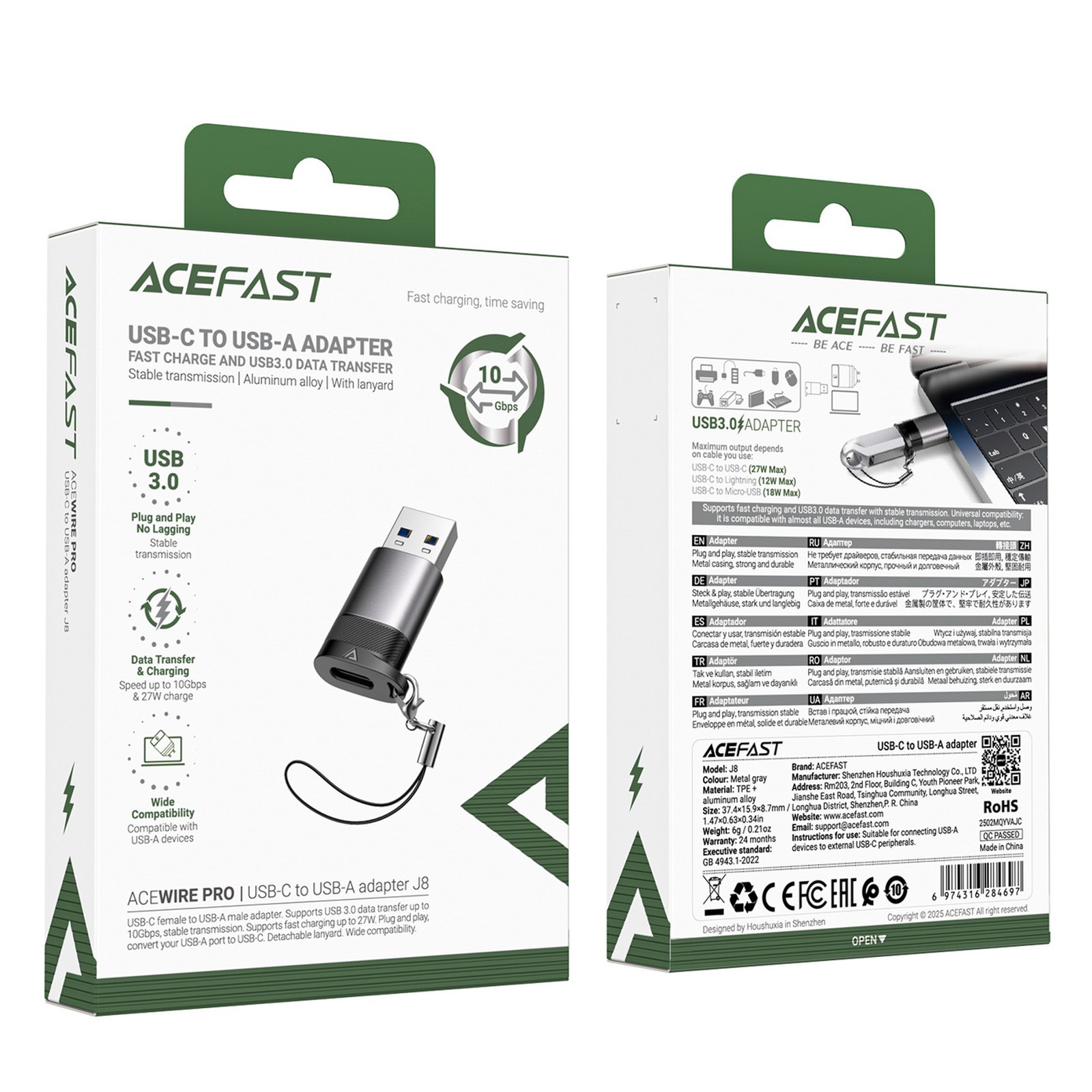 Usb-c – Usb-a Jungties Adapteris – Pilkos Spalvos