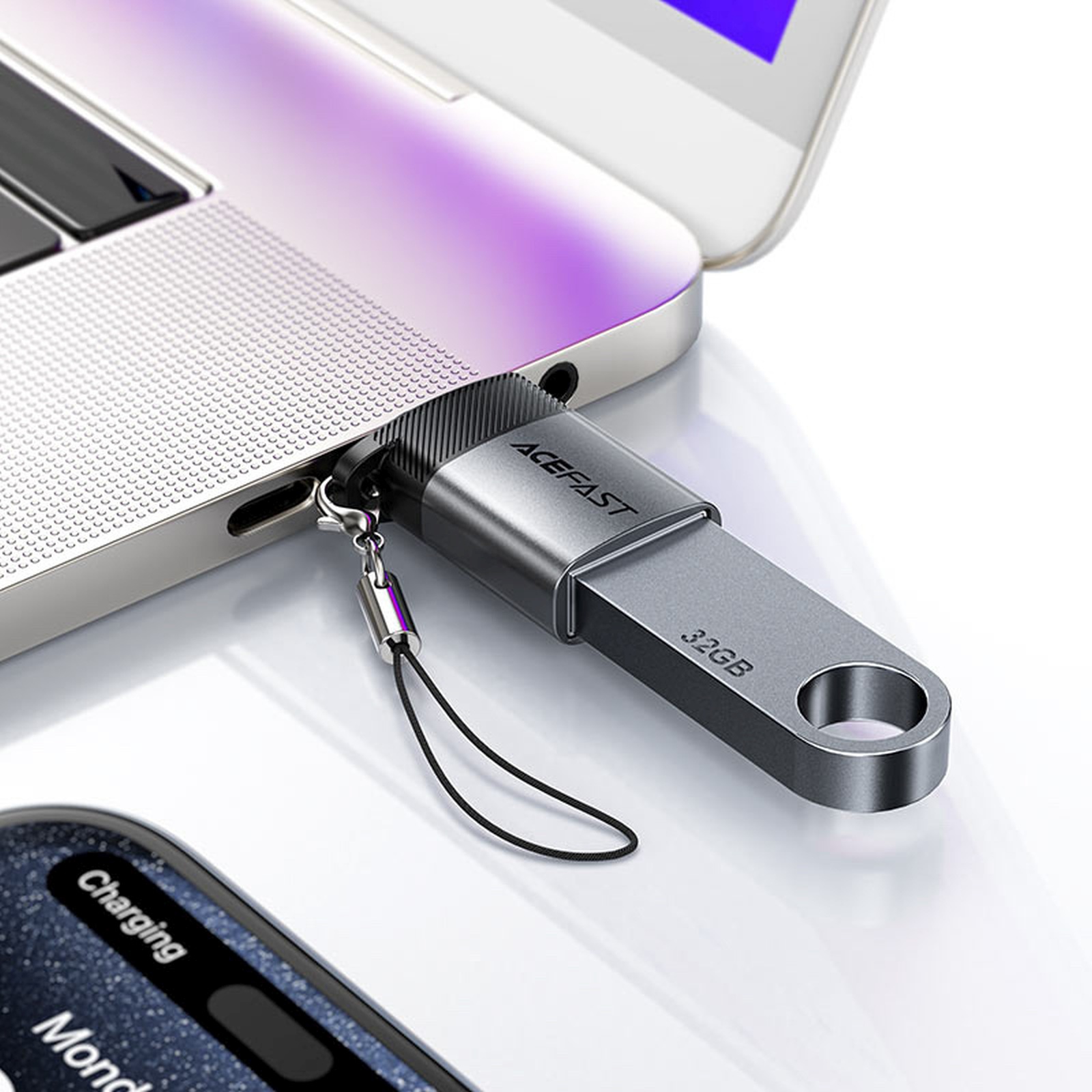 Usb-a – Usb-c Jungties Adapteris – Pilkos Spalvos