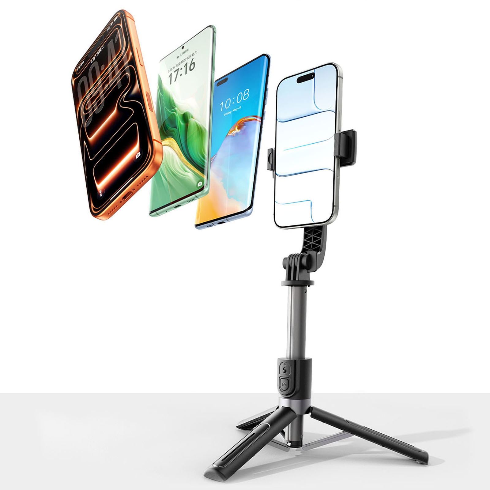 „selfie“ Lazdelė Su Mini Trikoju, Aliumininė, „bluetooth“, Pasukama 360 Laipsnių – Juoda