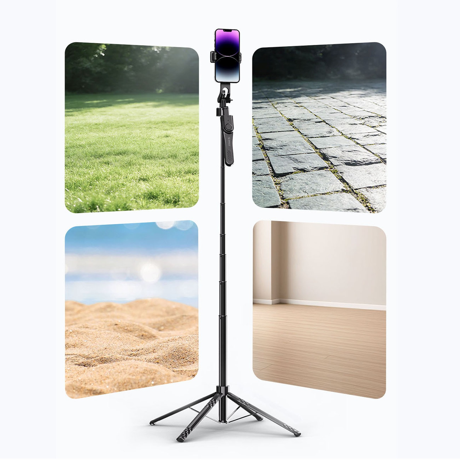 „selfie“ Lazdelė Su 1/4 Colio Tvirtinimu Telefonui Ar Fotoaparatui, Su 360° Pasukimu Ir „bluetooth“ – Juoda