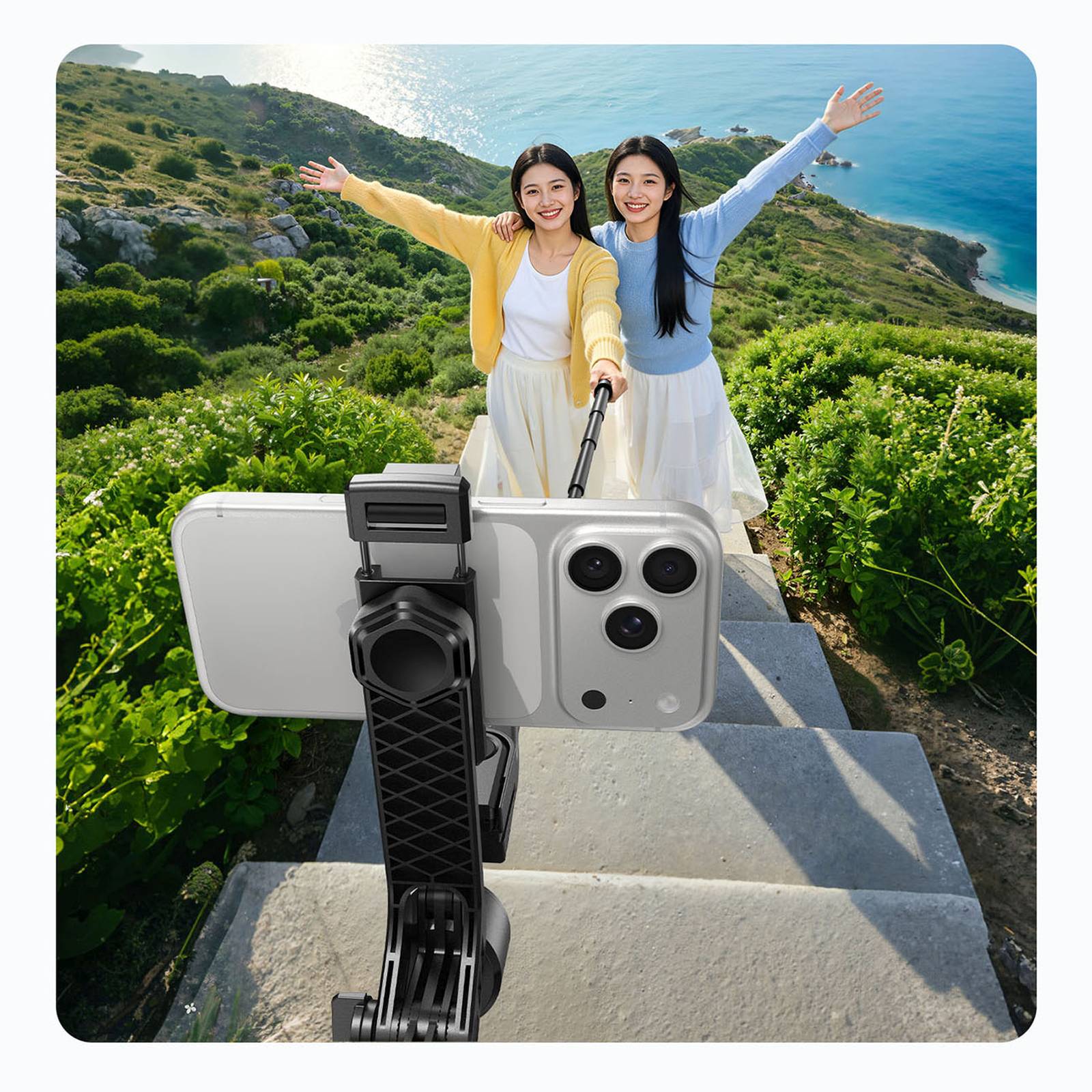 „selfie“ Lazdelė Su 1/4 Colio Tvirtinimu Telefonui Ar Fotoaparatui, Su 360° Pasukimu Ir „bluetooth“ – Juoda