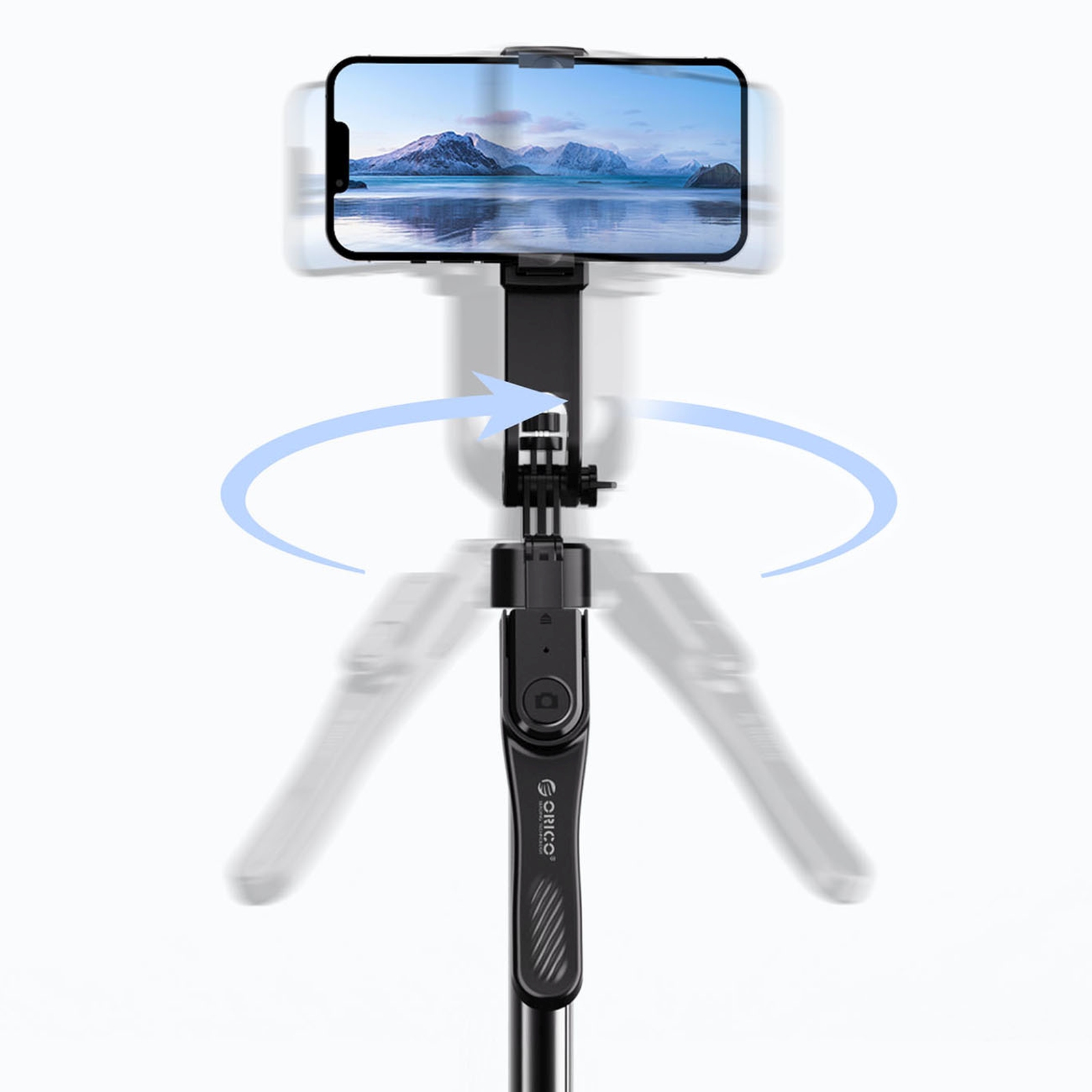 „selfie“ Lazdelė Su 1/4 Colio Tvirtinimu Telefonui Ar Fotoaparatui, Su 360° Pasukimu Ir „bluetooth“ – Juoda