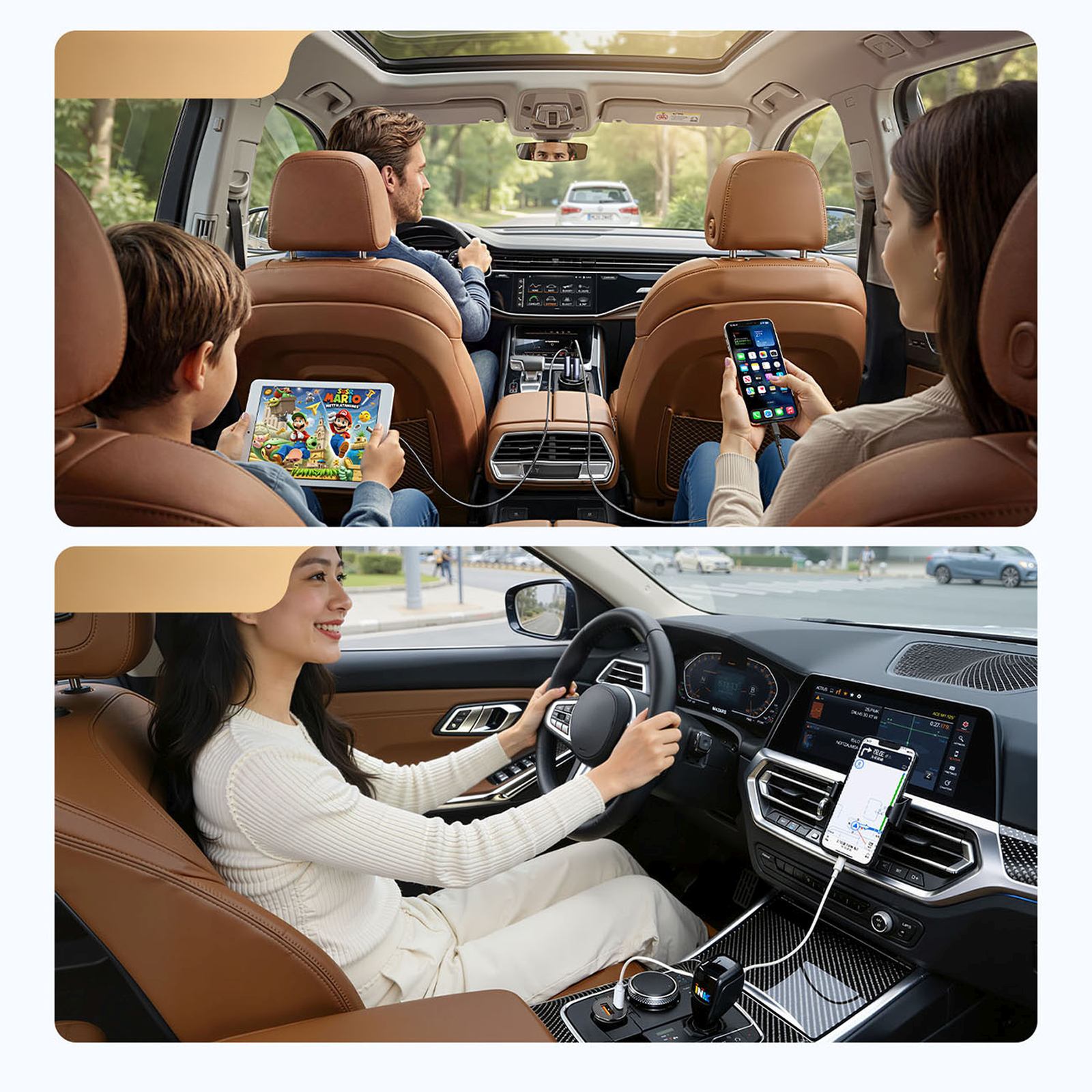 Automobilinis įkroviklis Usb-c / Usb-a 30 W – Juodas