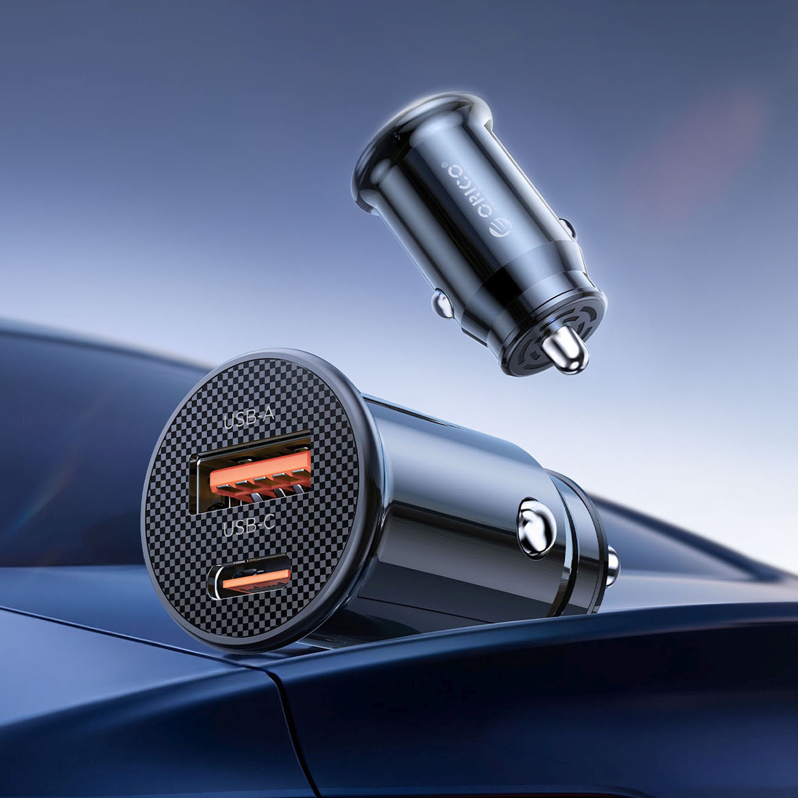 Automobilinis įkroviklis Usb-c / Usb-a 30 W – Juodas
