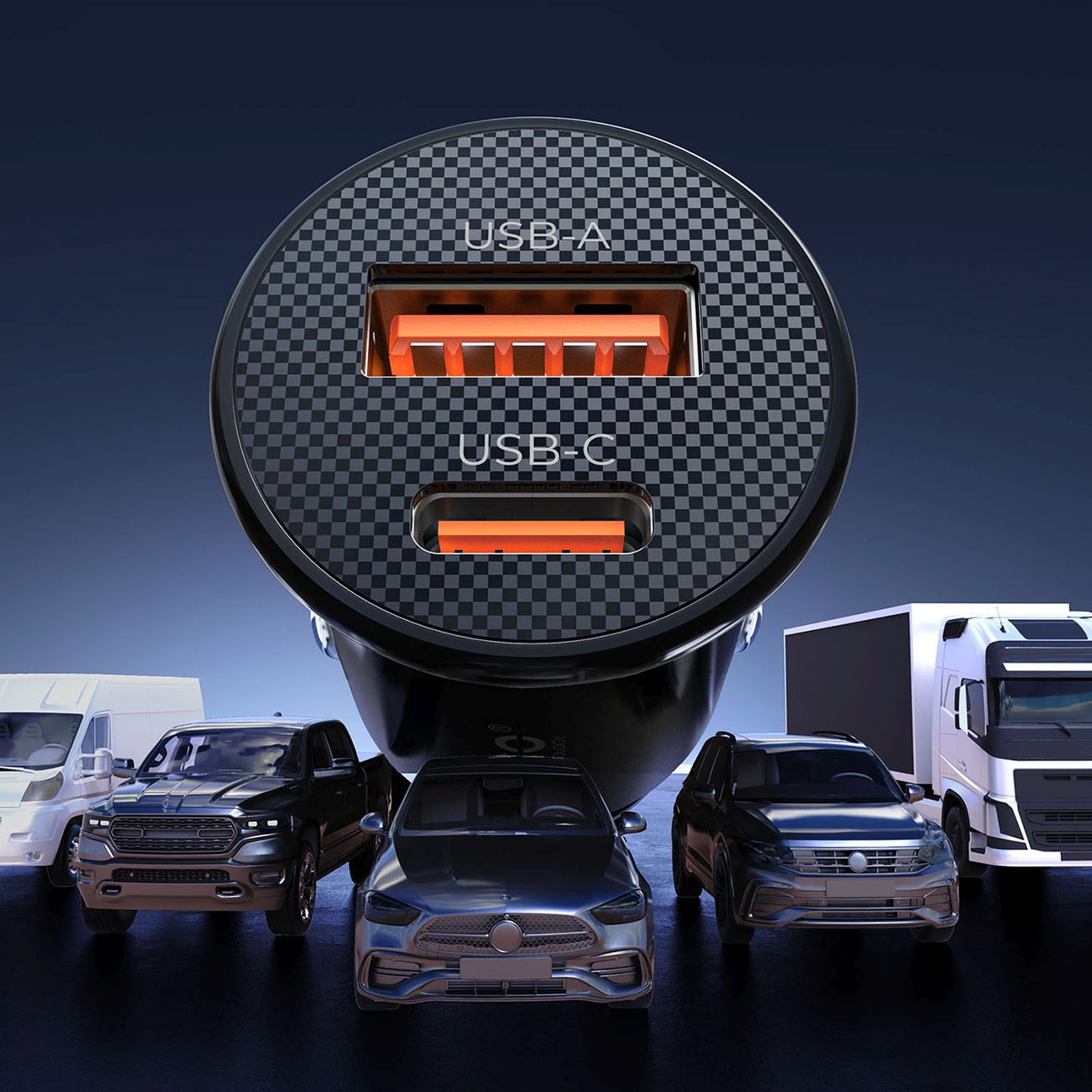 Automobilinis įkroviklis Usb-c / Usb-a 30 W – Juodas
