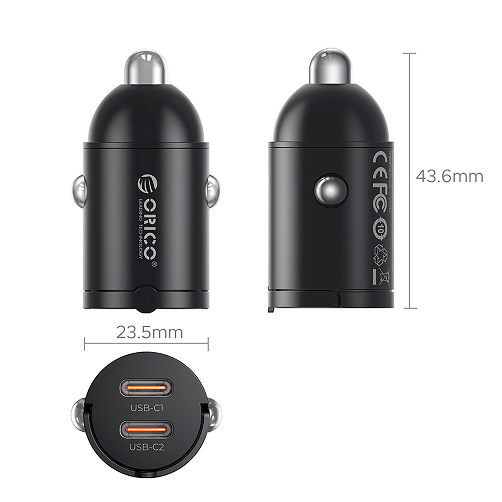 30 W Usb-c Automobilinis įkroviklis – Juodas