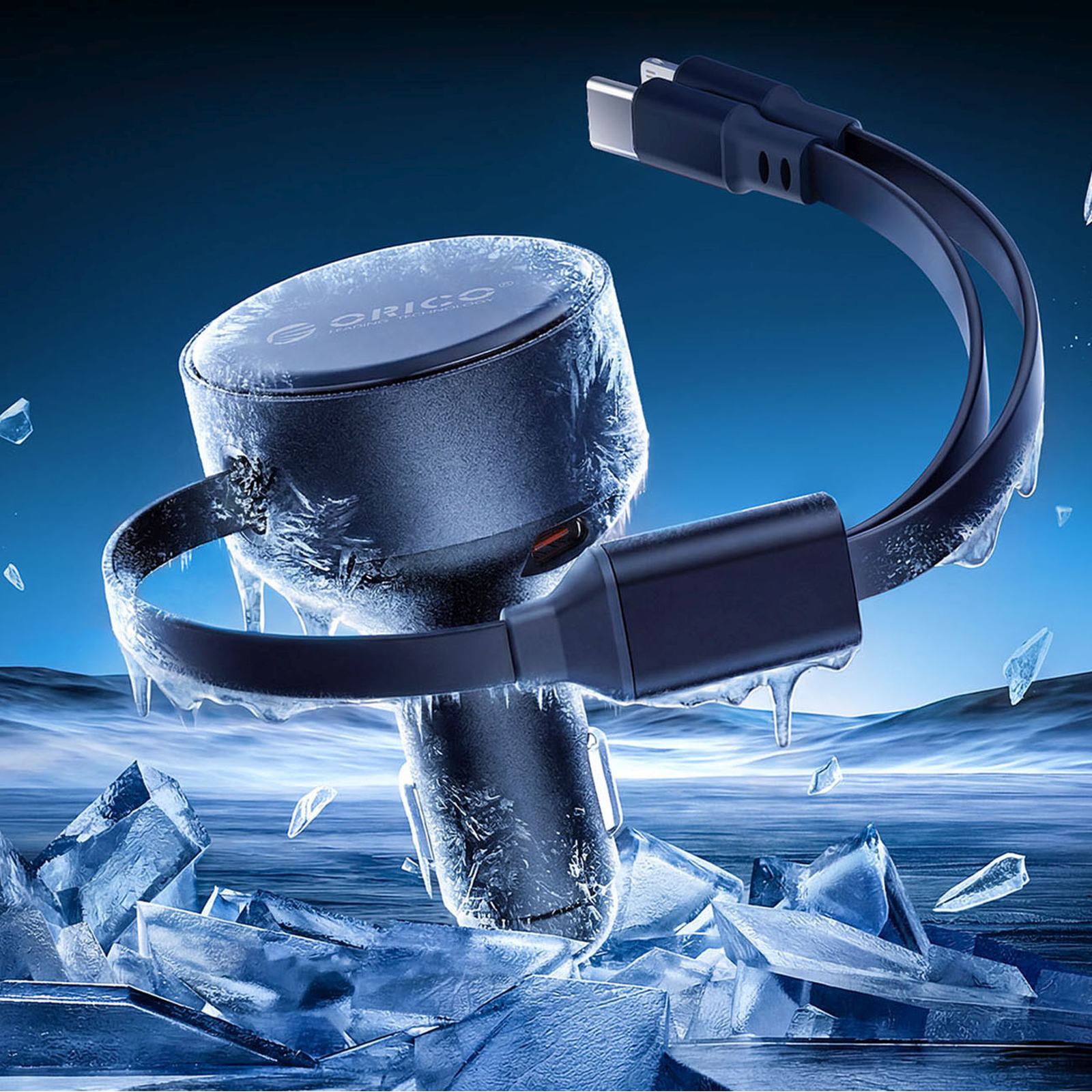 60 W Usb-c Automobilinis įkroviklis Su Susivyniojančiais Usb-c Ir „iphone Lightning“ Laidais – Juodas
