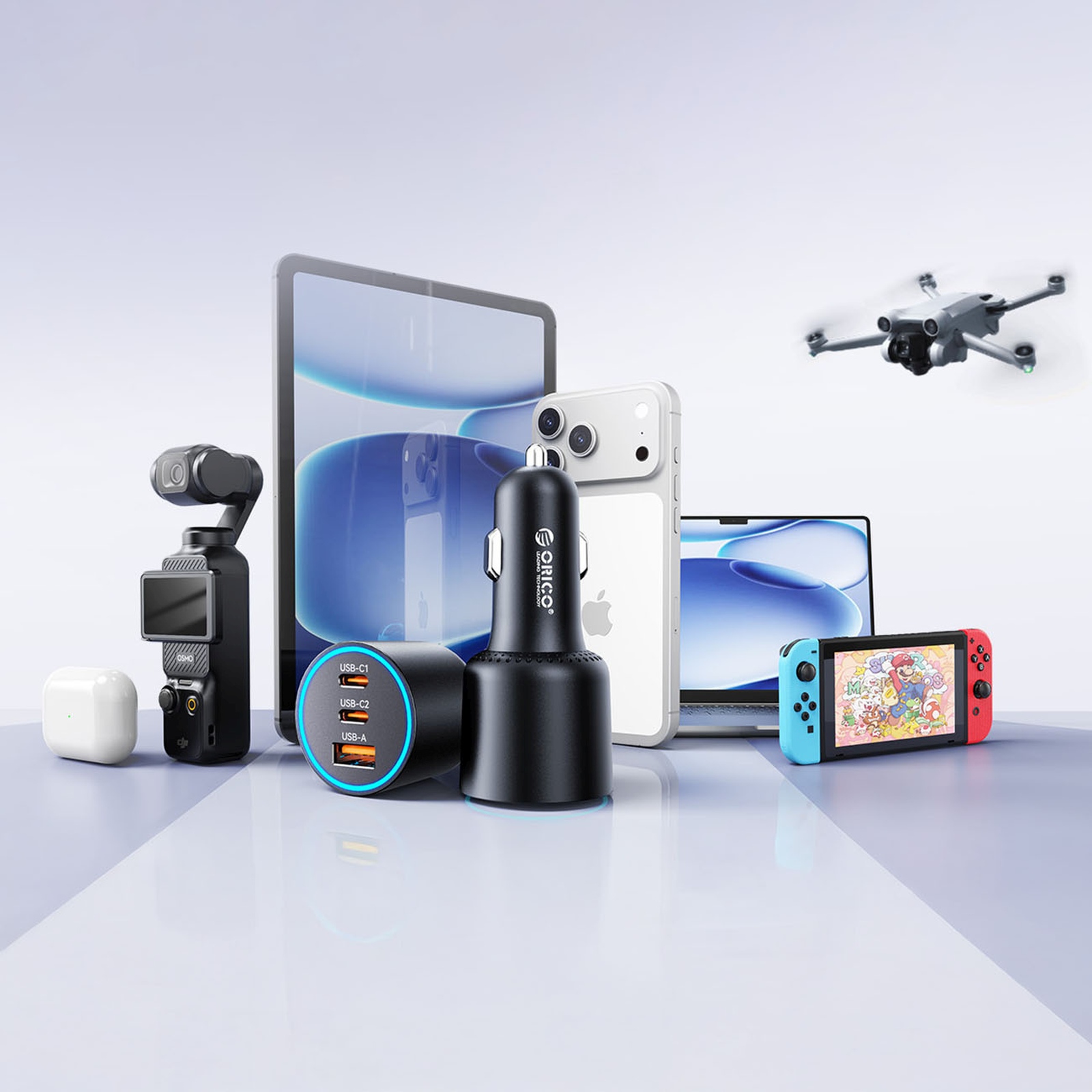 Automobilinis Usb-a Ir Usb-c įkroviklis, 165 W – Juodas