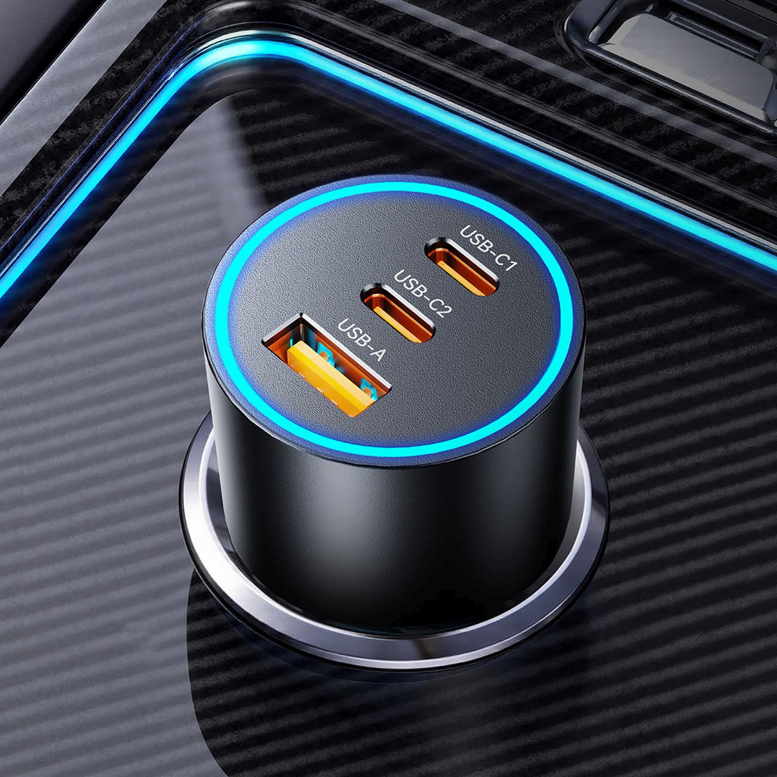Automobilinis Usb-a Ir Usb-c įkroviklis, 165 W – Juodas