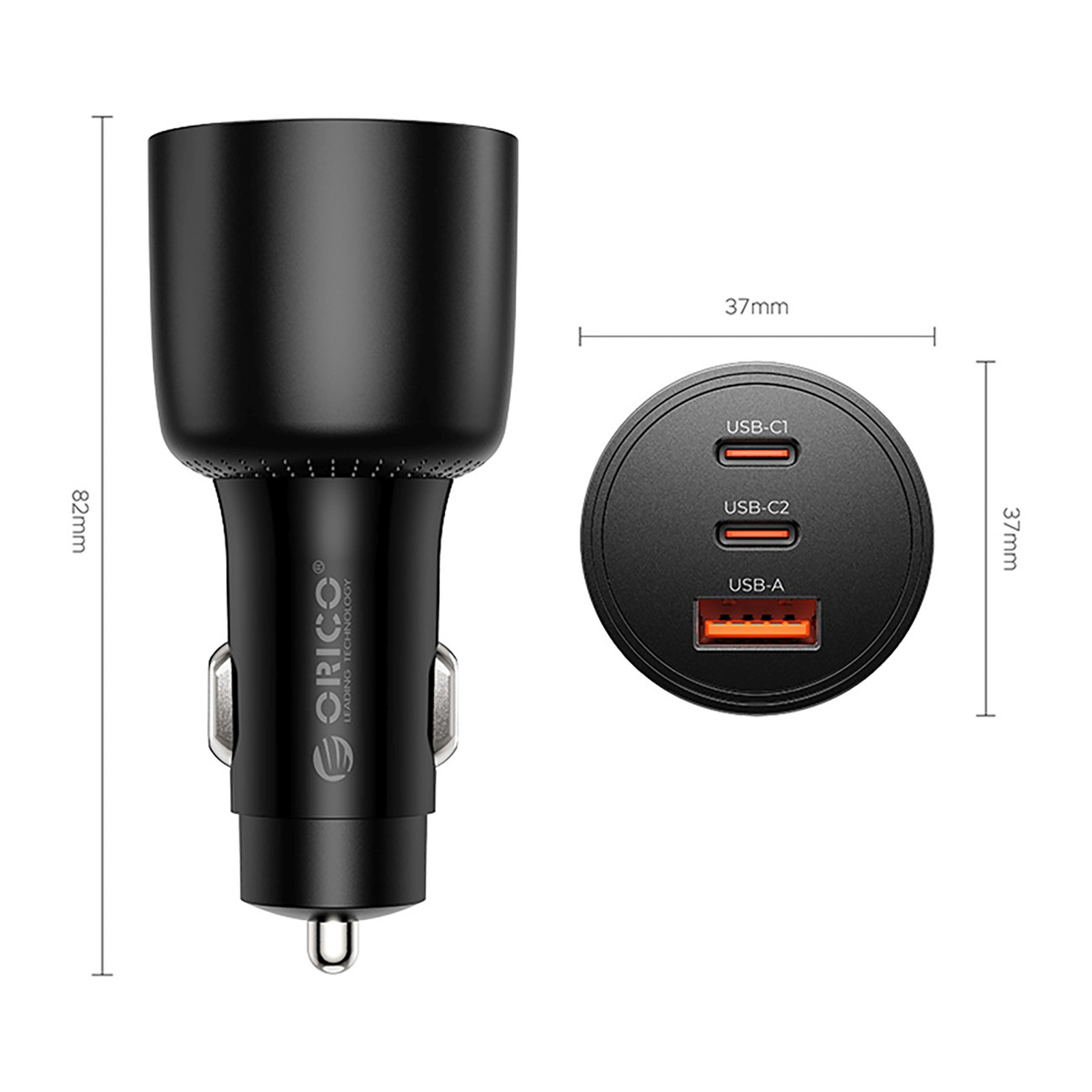Automobilinis įkroviklis Usb-c / Usb-a, 165 W – Juodas