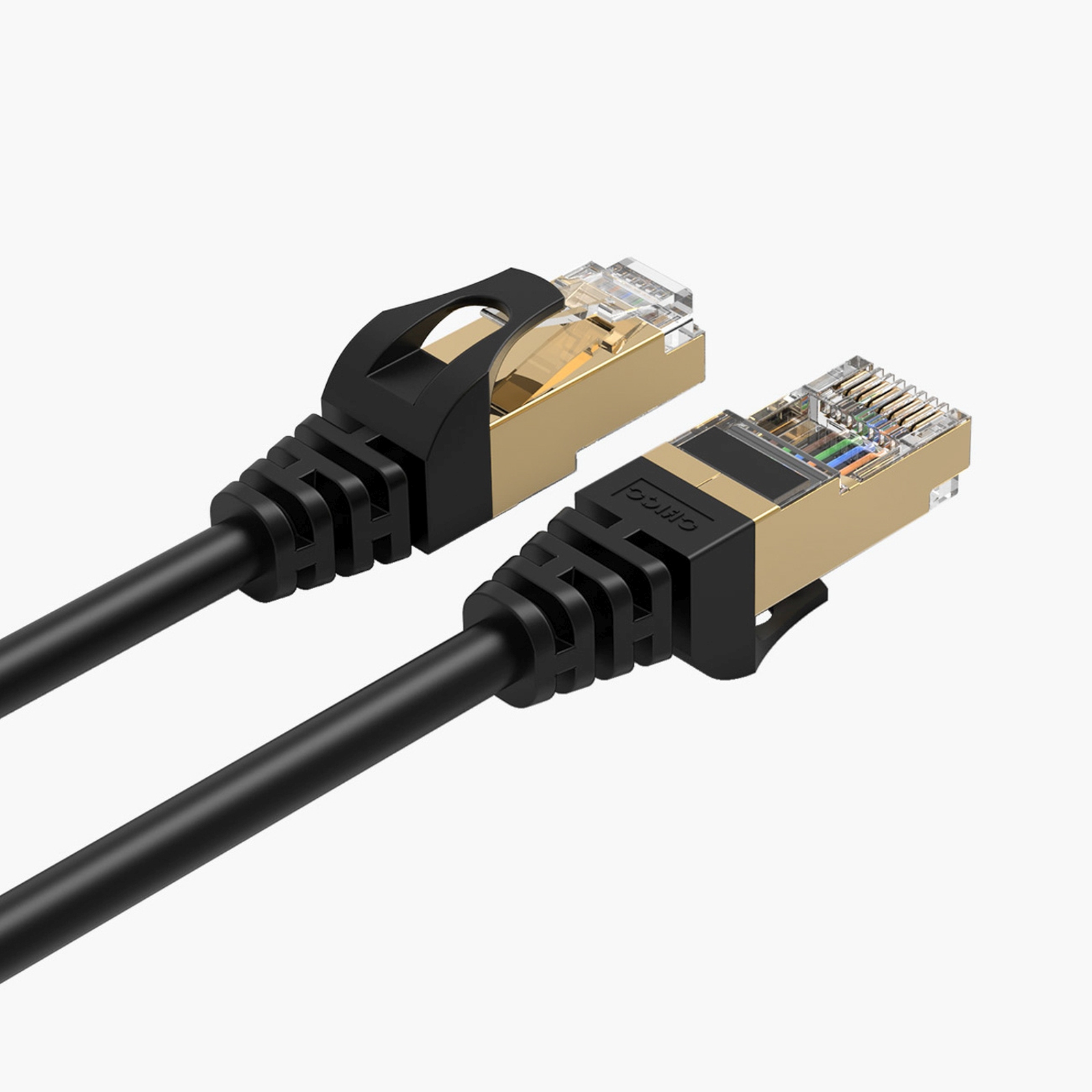 Apvalus Internetinis Lan Cat7 10 Gbps Rj45 Tinklo Kabelis, 0,5 M – Juodas