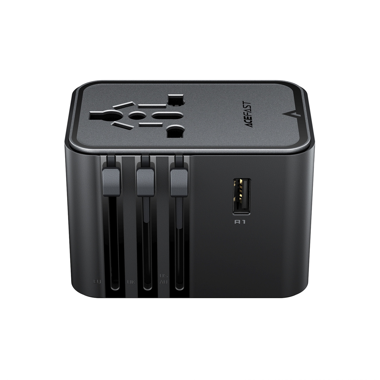 Kelioninis Adapteris Su Usb-c Ir Usb-a Jungtimis, Ac Maitinimo šaltinis, Suderinamas Su Es, Jav, Jk Ir Australijos Standartais – Juodos Spalvos