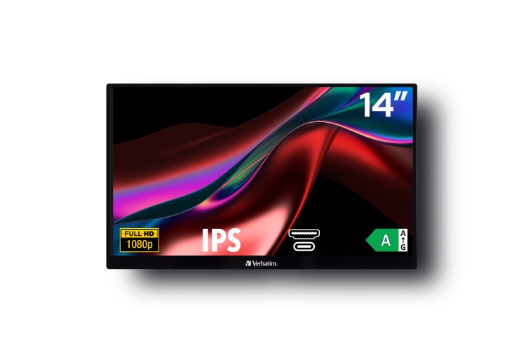 Verbatim 49590 Nešiojamas monitorius LIGHT 14'' IPS FHD 1920x1080 6ms 250cd/m2 60Hz, Juoda
