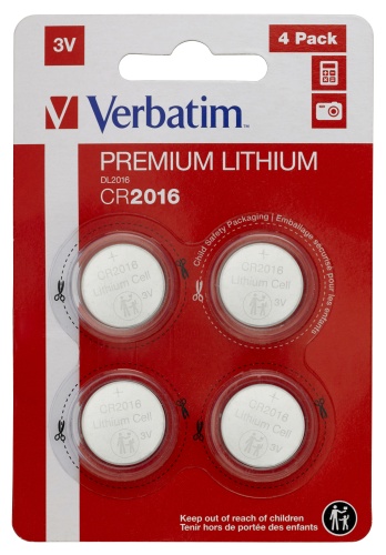 Verbatim 49531 Lithium baterijos CR2016 3V (4 vnt pakuotėje)