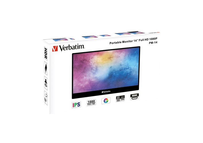 Verbatim 49590 Nešiojamas monitorius LIGHT 14'' IPS FHD 1920x1080 6ms 250cd/m2 60Hz, Juoda