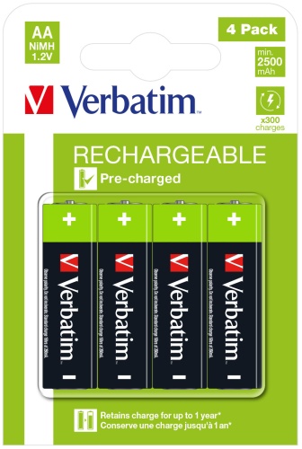 Verbatim 49517 Įkraunamos baterijos NiMH AA HR6 2500mAh (4 vnt pakuotėje)