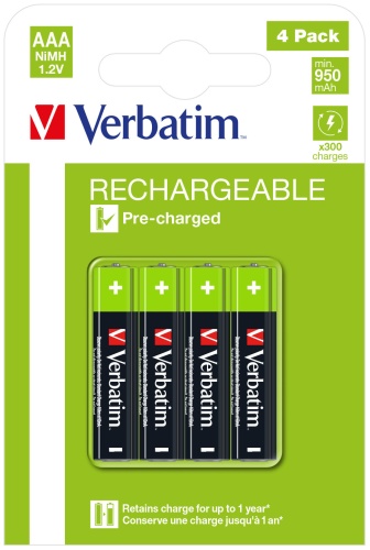 Verbatim 49514 Įkraunamos baterijos NiMH AAA HR03 950mAh (4 vnt pakuotėje)