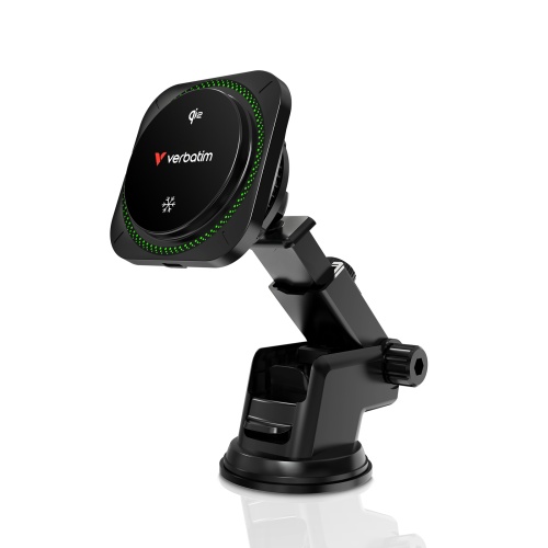 Verbatim 31860 Charge 'n' Drive Qi2 Magnetinis belaidis automobilinis įkroviklis, RGB, Juoda