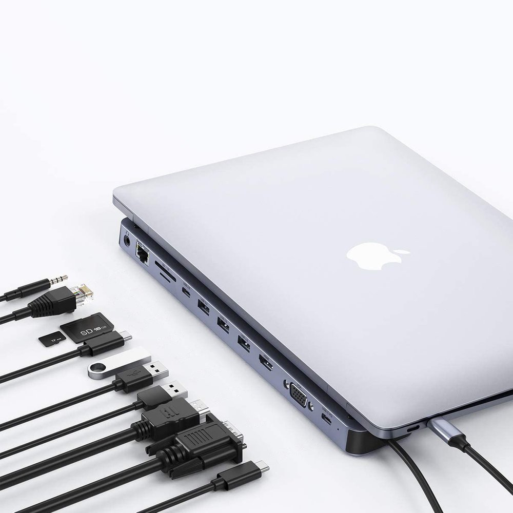 Usb Type-c 11-in-1 Doko Stotis Su Maitinimo Adapteriu, 100 W Pd, Pilka
