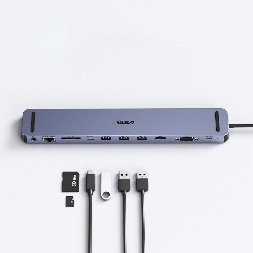 Usb Type-c 11-in-1 Doko Stotis Su Maitinimo Adapteriu, 100 W Pd, Pilka