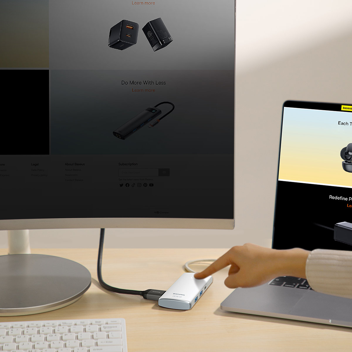 Daugiafunkcinis „hub Lite Series“ Usb-c 2x Usb Pd Hdmi Sd/tf, Baltas