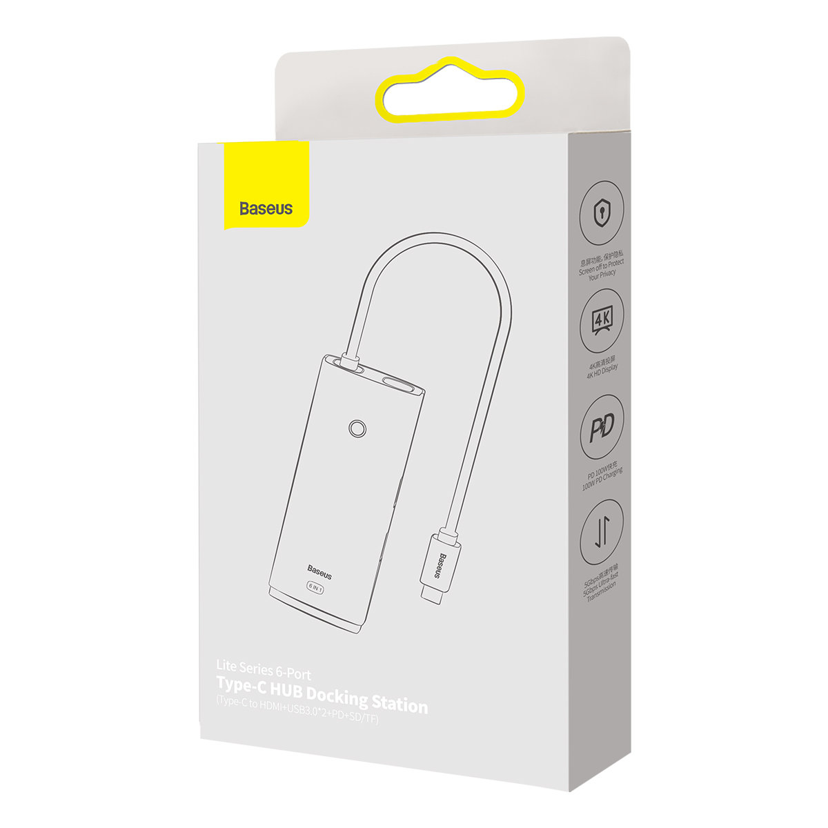 Daugiafunkcinis „hub Lite Series“ Usb-c 2x Usb Pd Hdmi Sd/tf, Baltas