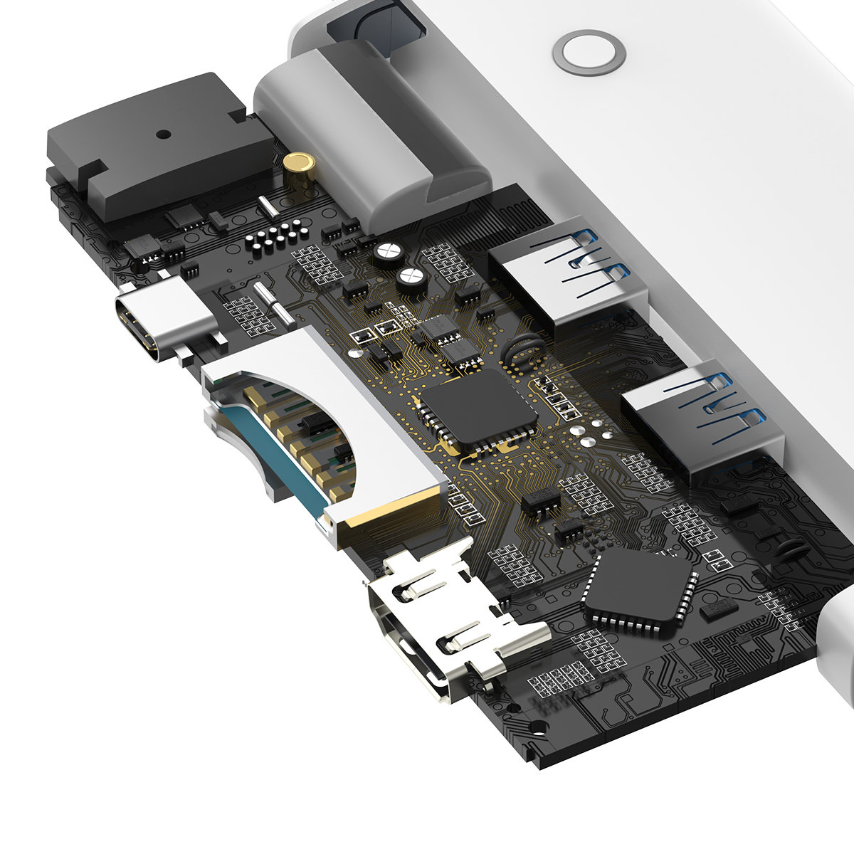 Daugiafunkcinis „hub Lite Series“ Usb-c 2x Usb Pd Hdmi Sd/tf, Baltas