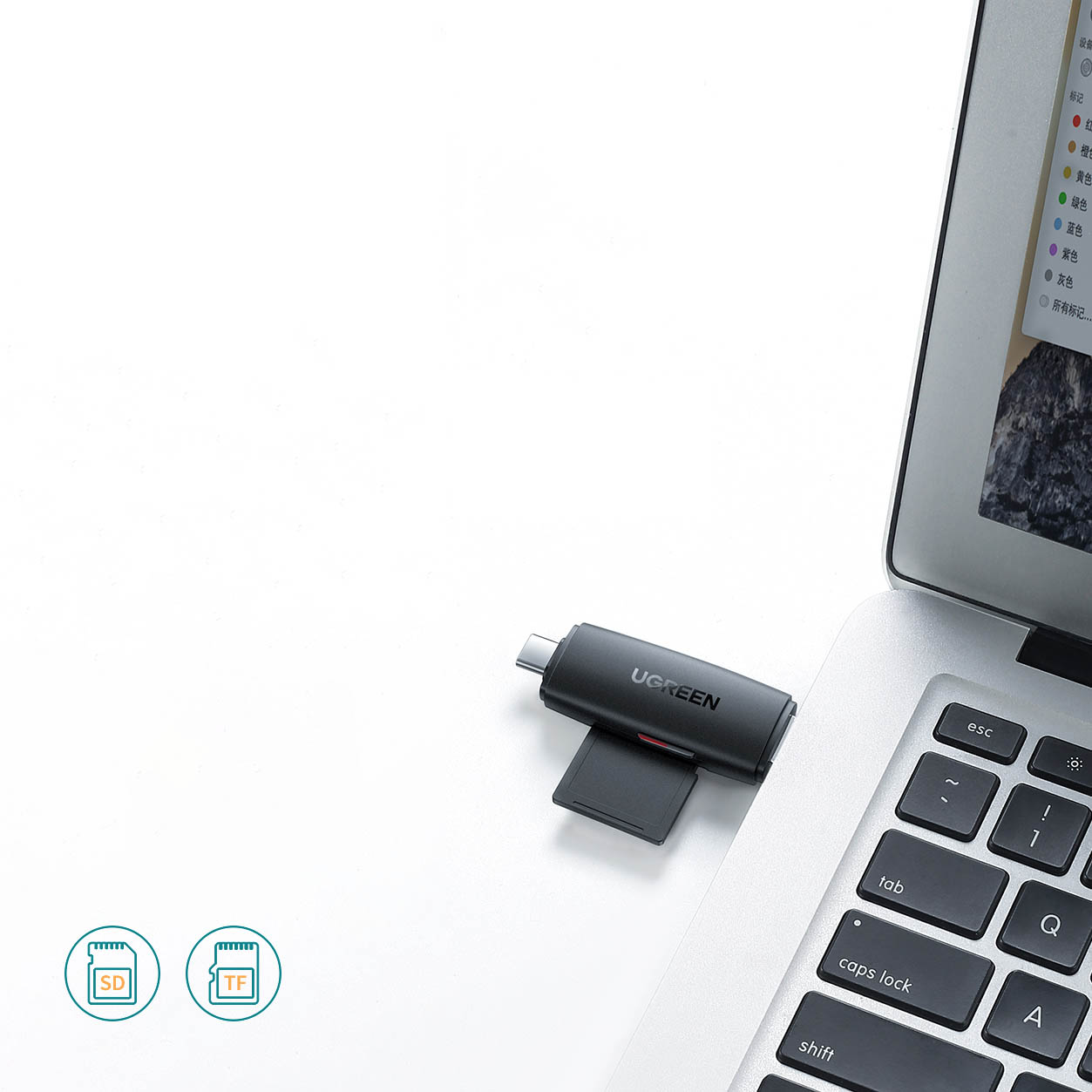 Adapteris Su 2 Jungtimis: Usb-a Ir Usb-c, Sd Ir Micro Sd Kortelių Skaitytuvas, Juodos Spalvos