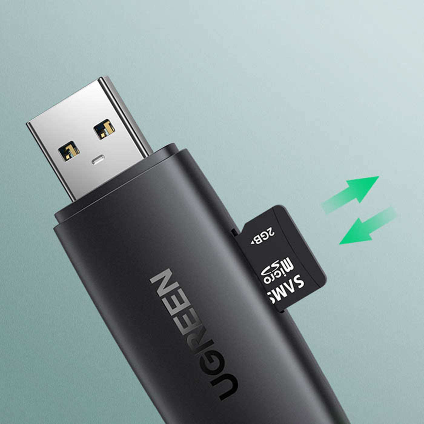 Adapteris Su 2 Jungtimis: Usb-a Ir Usb-c, Sd Ir Micro Sd Kortelių Skaitytuvas, Juodos Spalvos