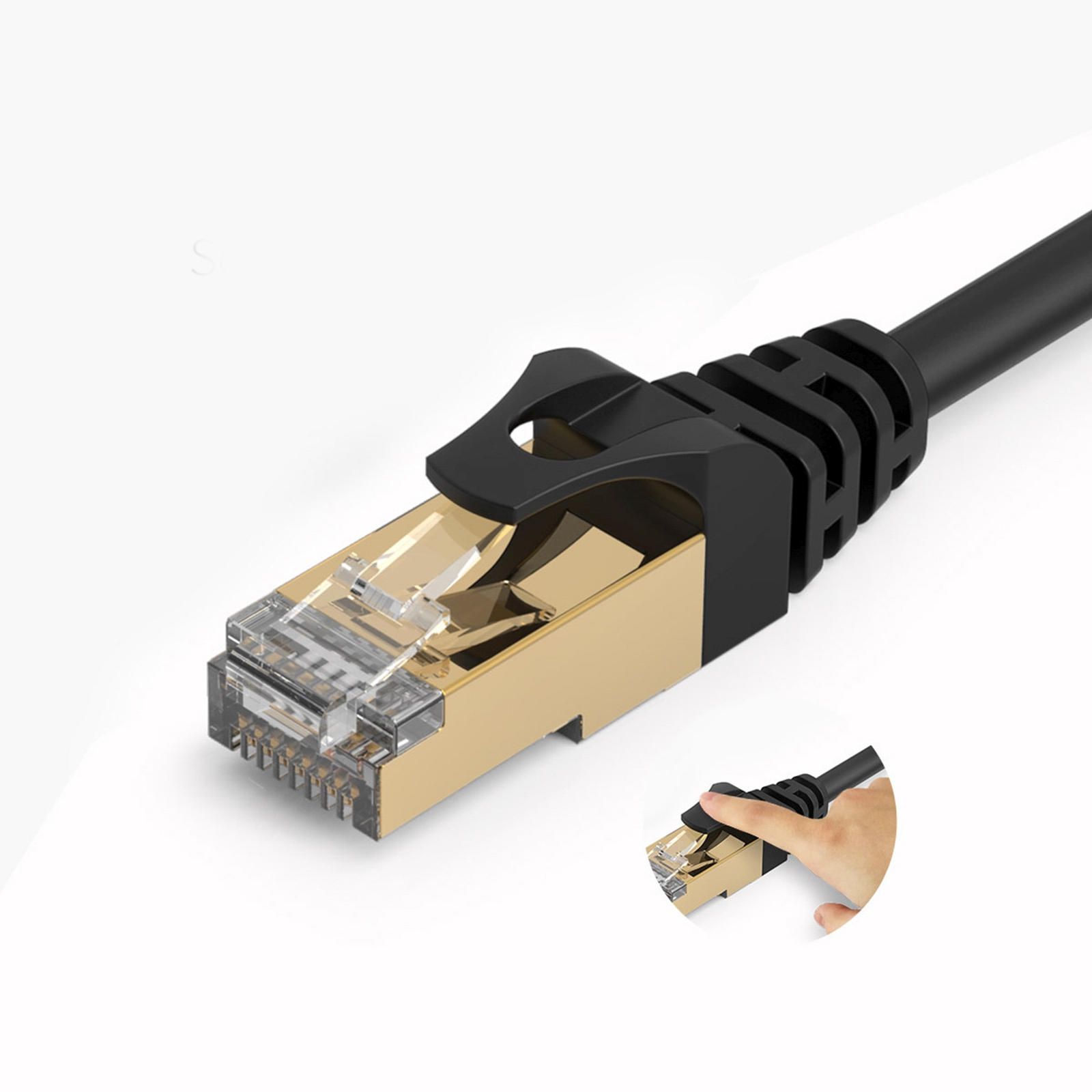 Apvalus Internetinis Lan Cat7 10 Gbps Rj45 Kabelis, 20 M – Juodas