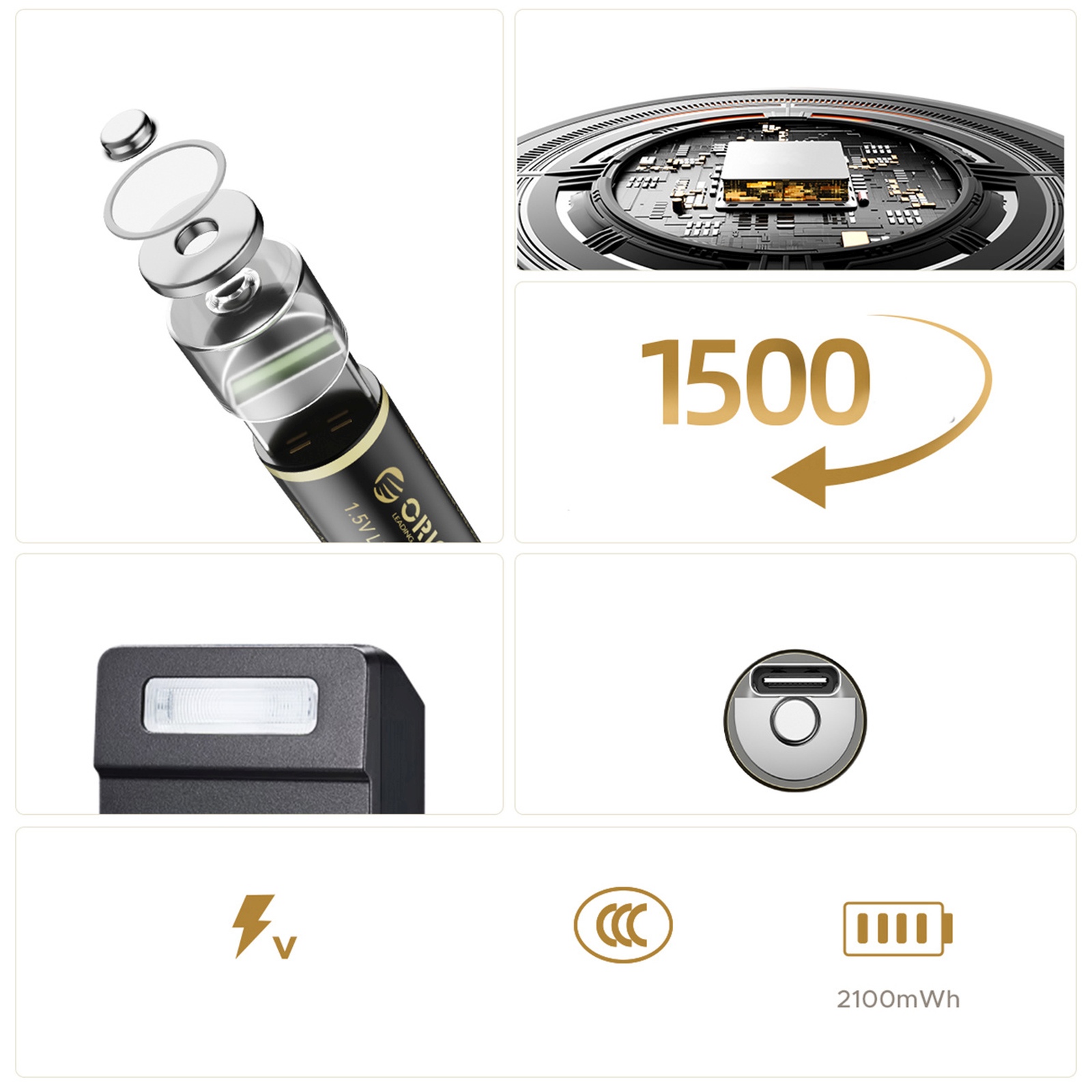 Ličio Baterija Aa 1,5 V 2100 Mwh Usb-c – 2 Vnt.