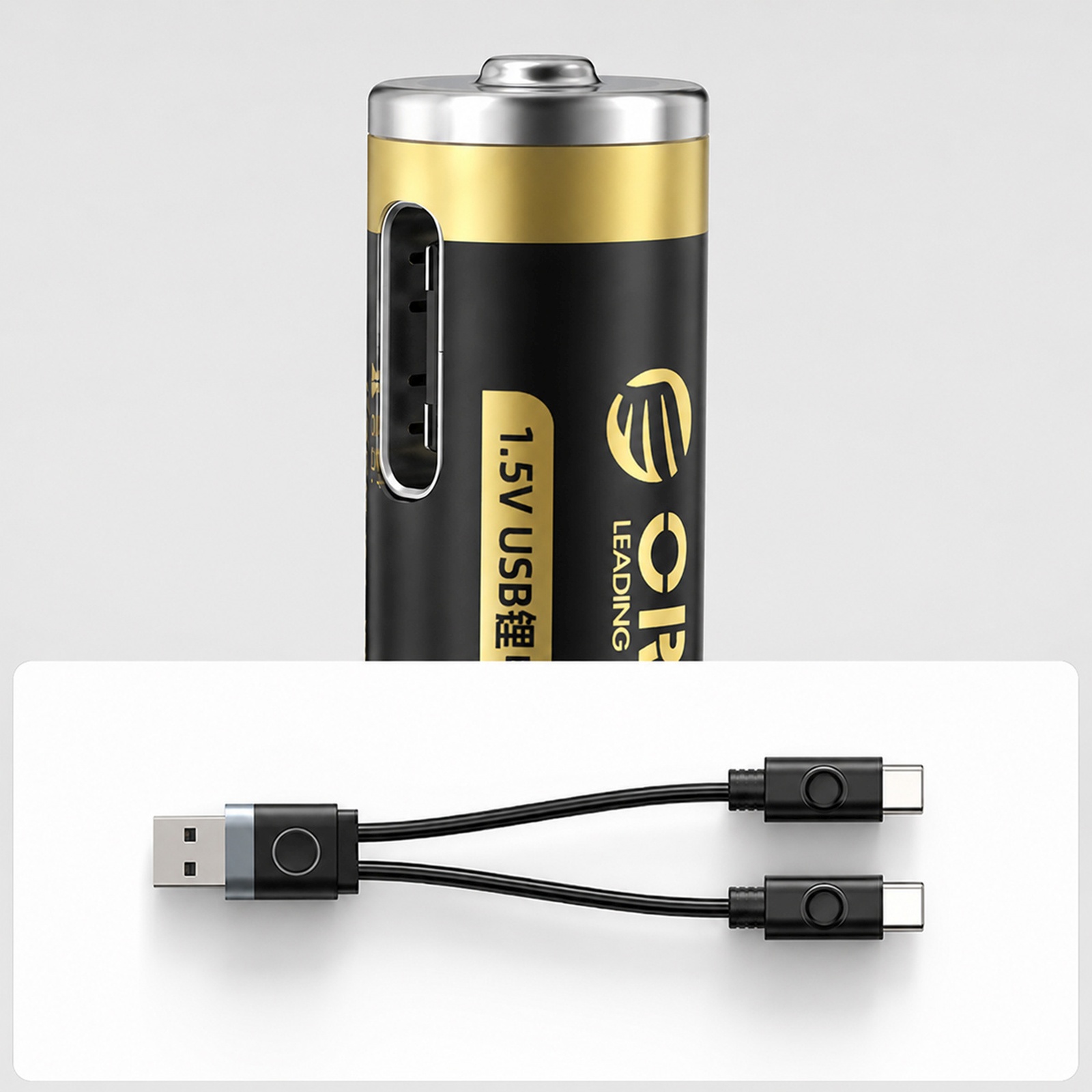 Ličio Baterija Aaa 1,5 V 500 Mwh Su Usb-c Ir įkrovimo Kabeliu – 2 Vnt.