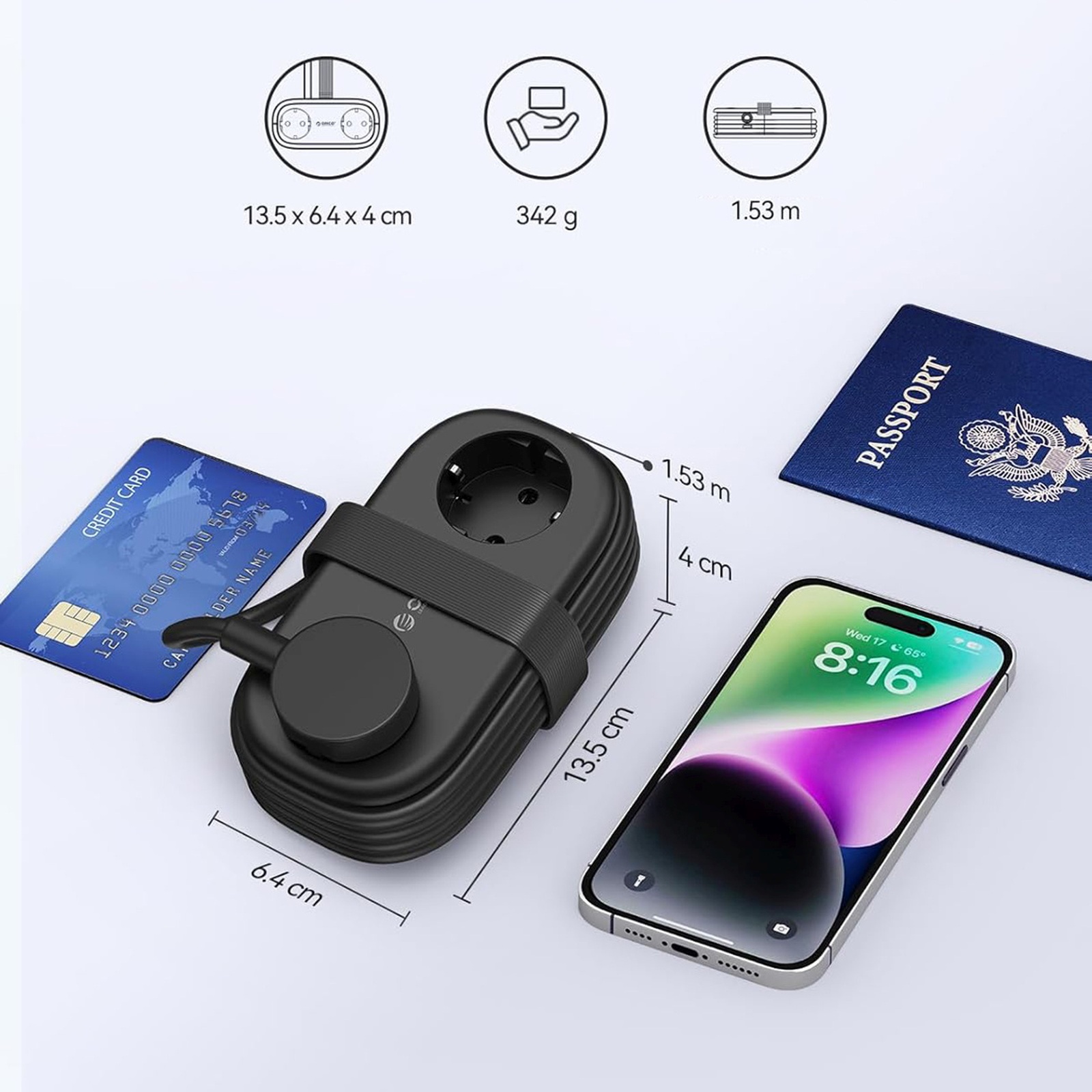 5-in-1 Maitinimo Juosta Ac Usb-a Usb-c Gan 20 W – Juoda