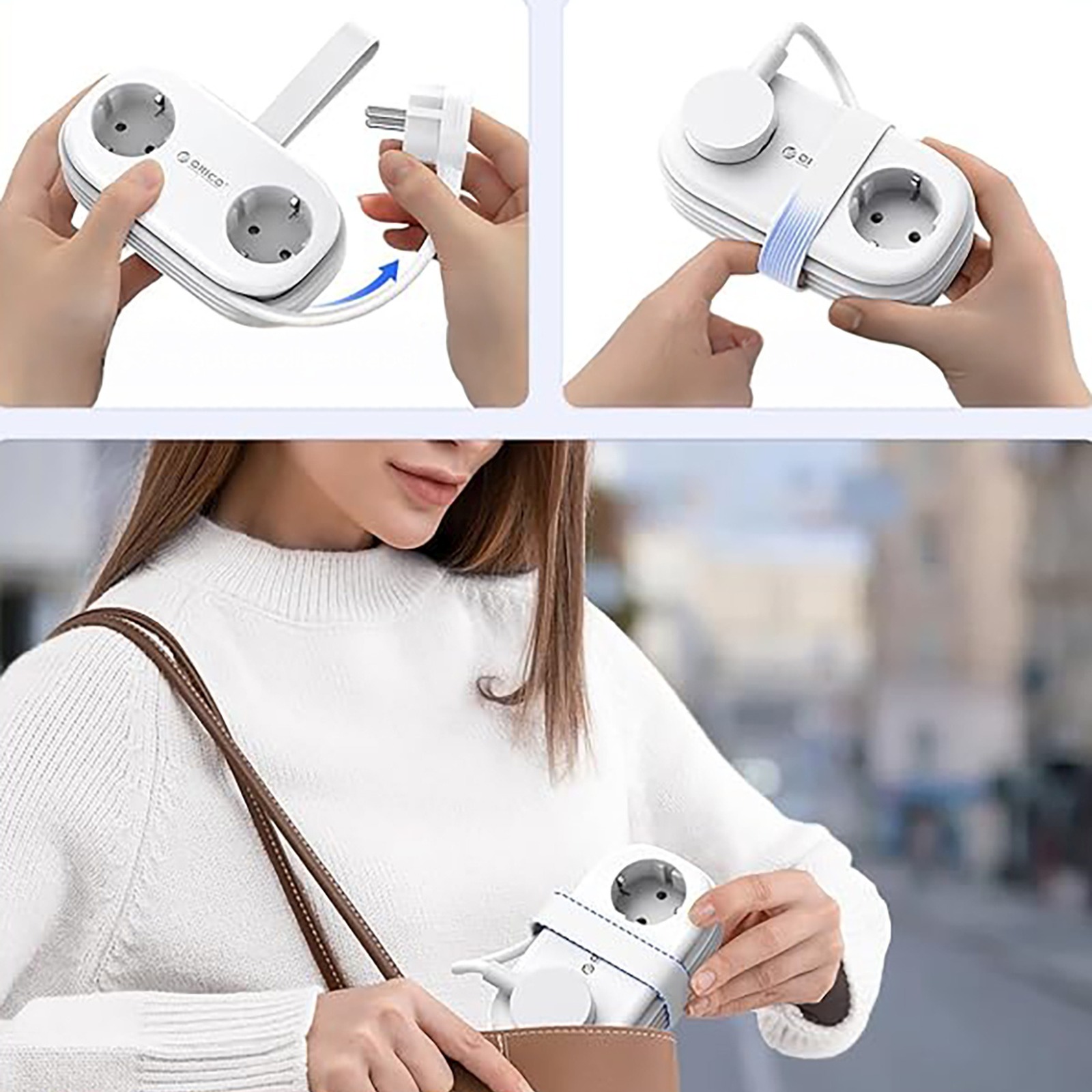 5-in-1 Maitinimo Juosta Ac Usb-a Usb-c Gan 20 W – Balta